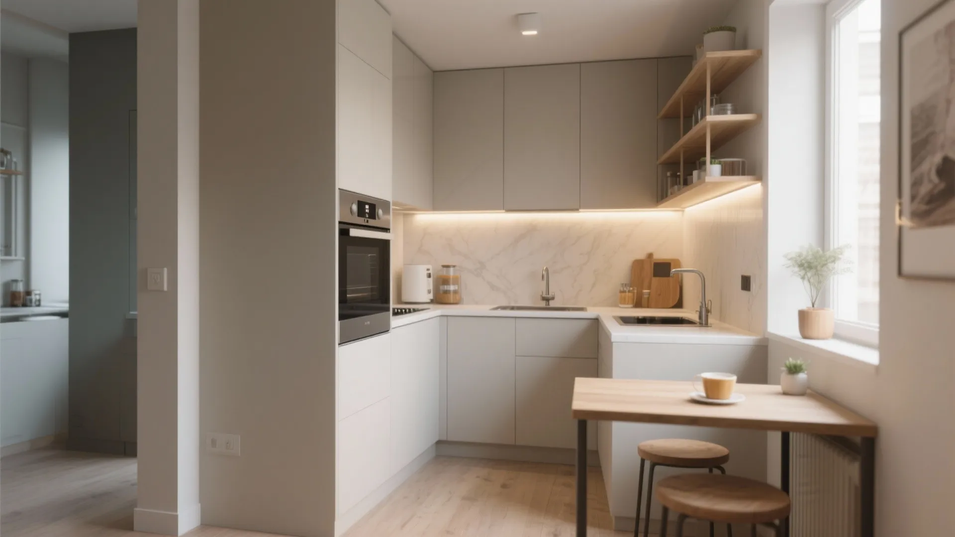 L-Shaped Layout Maximizing Counter Space