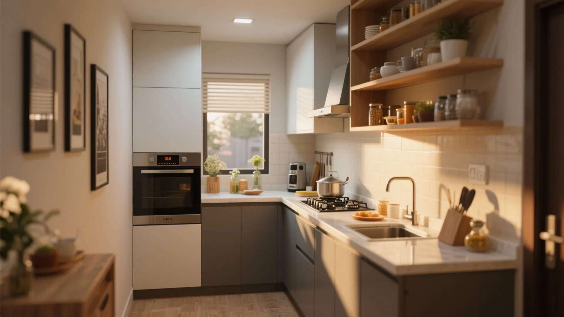 L-Shaped Kitchen Layout for Extra Counter Space