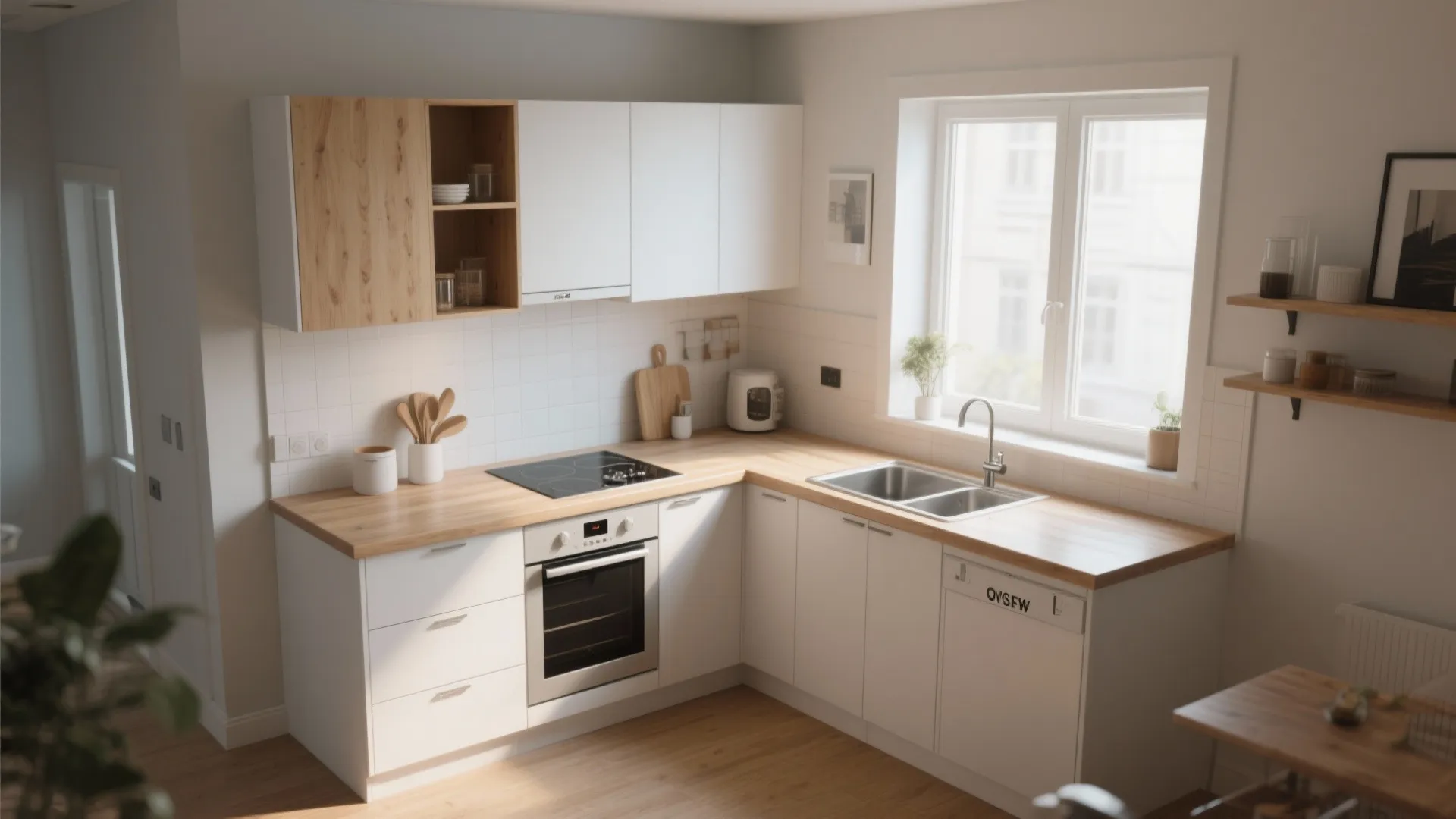 L-Shaped Layout for More Countertop Space