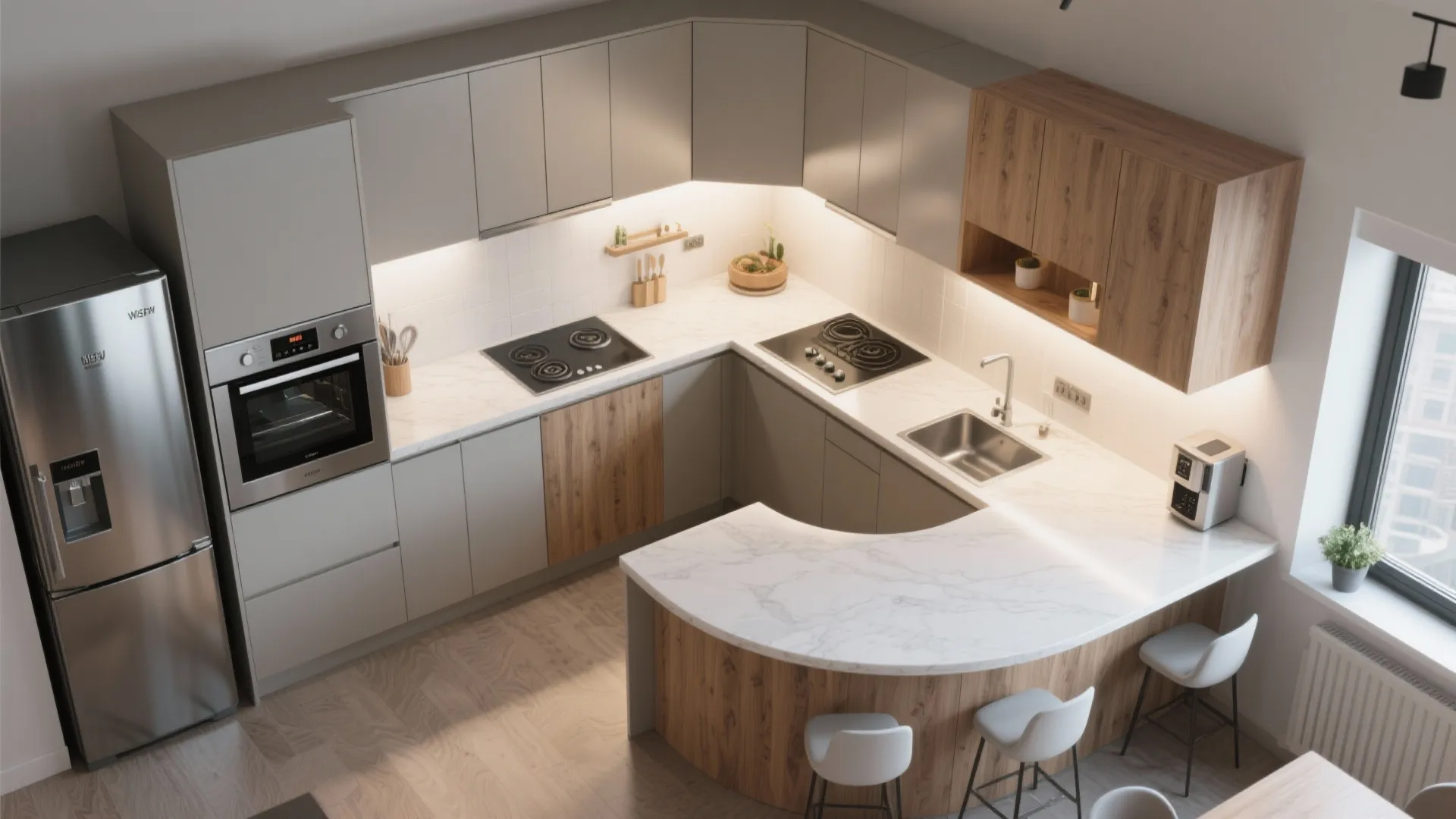 L-Shaped Layout for Maximum Counter Space