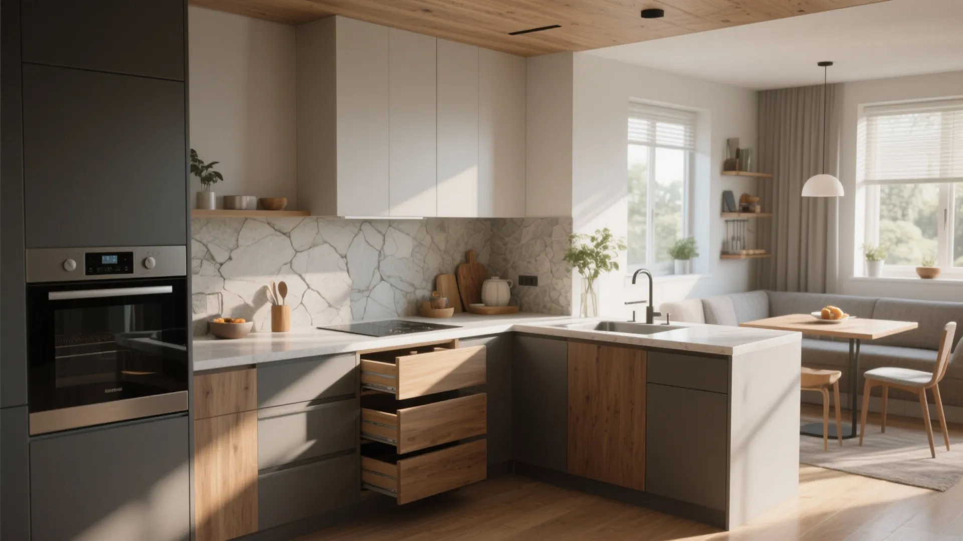 L-shaped Layout for More Counter Space