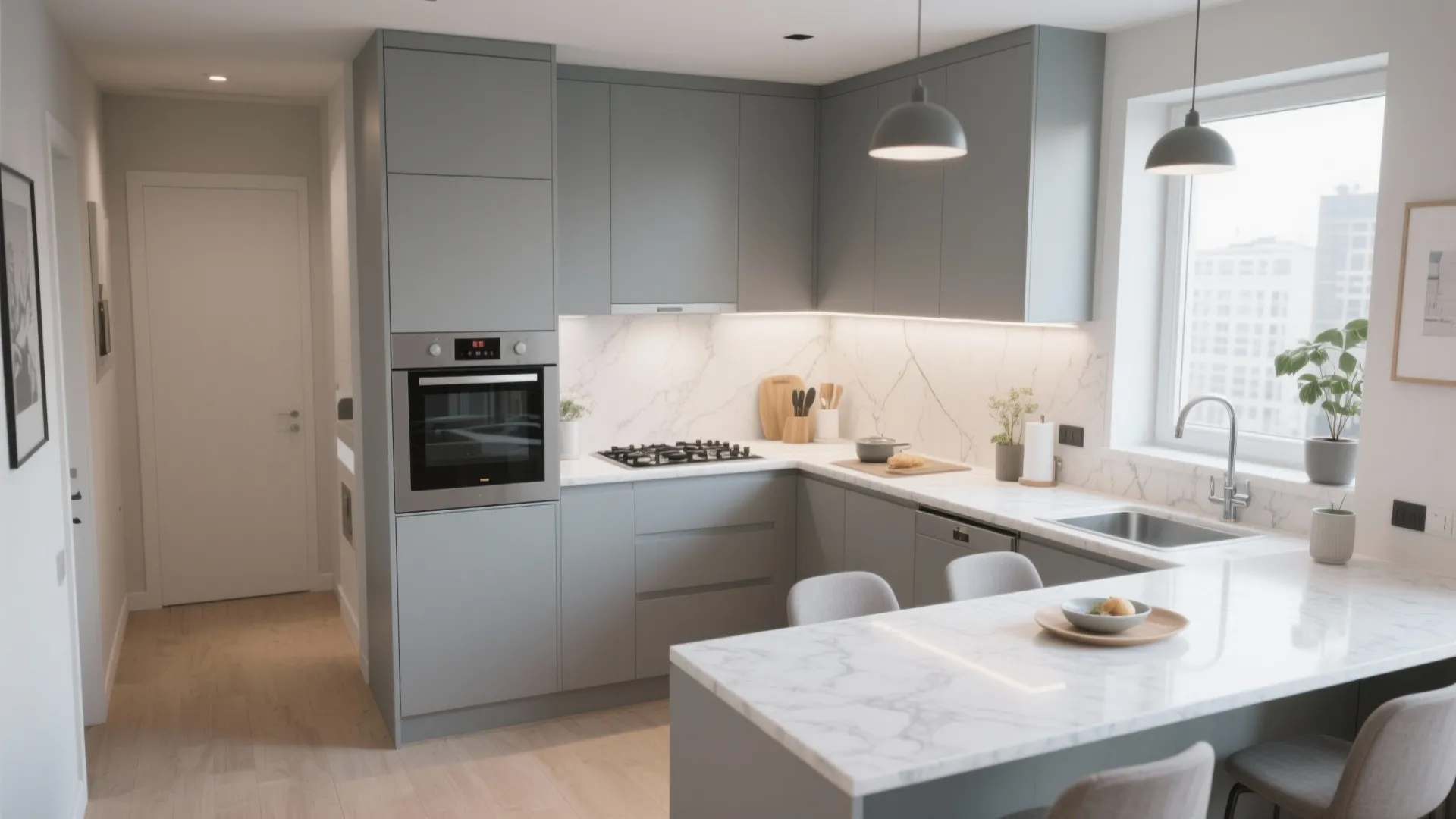 L-Shaped Layout to Free Counter Space