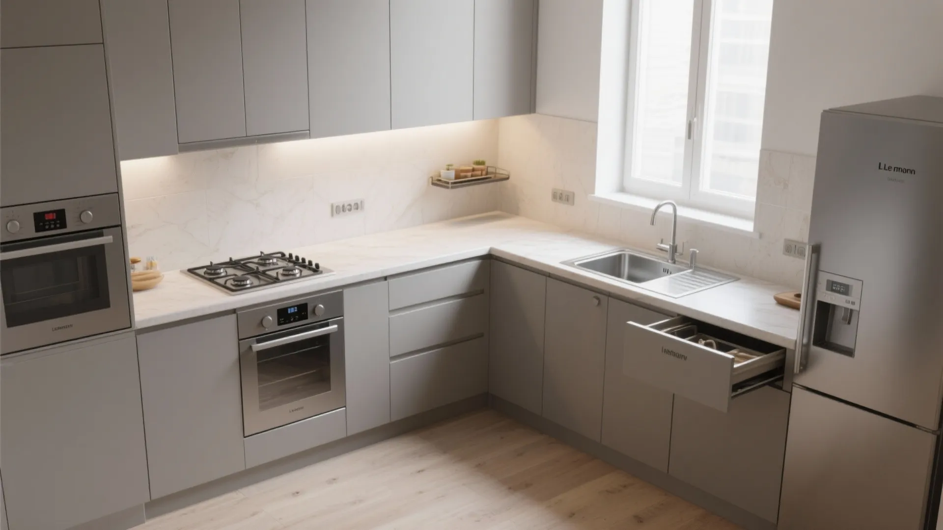 L-Shaped Layout to Maximize Counter Space