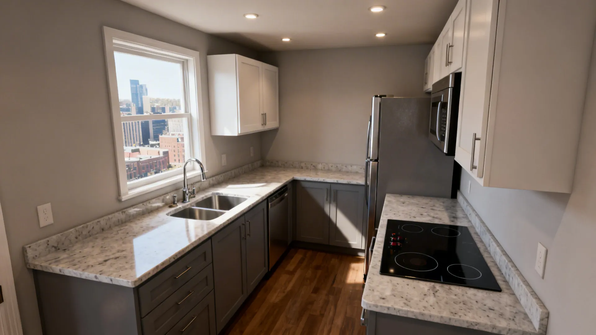 L-shaped plan to free countertop length