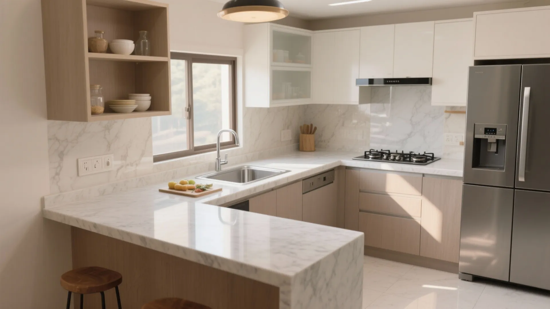 L-shaped layouts that free more countertop space