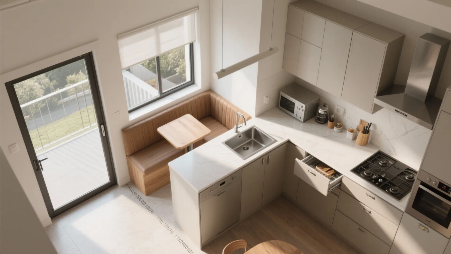 L-Shaped Kitchen–Dining To Free Counter Space