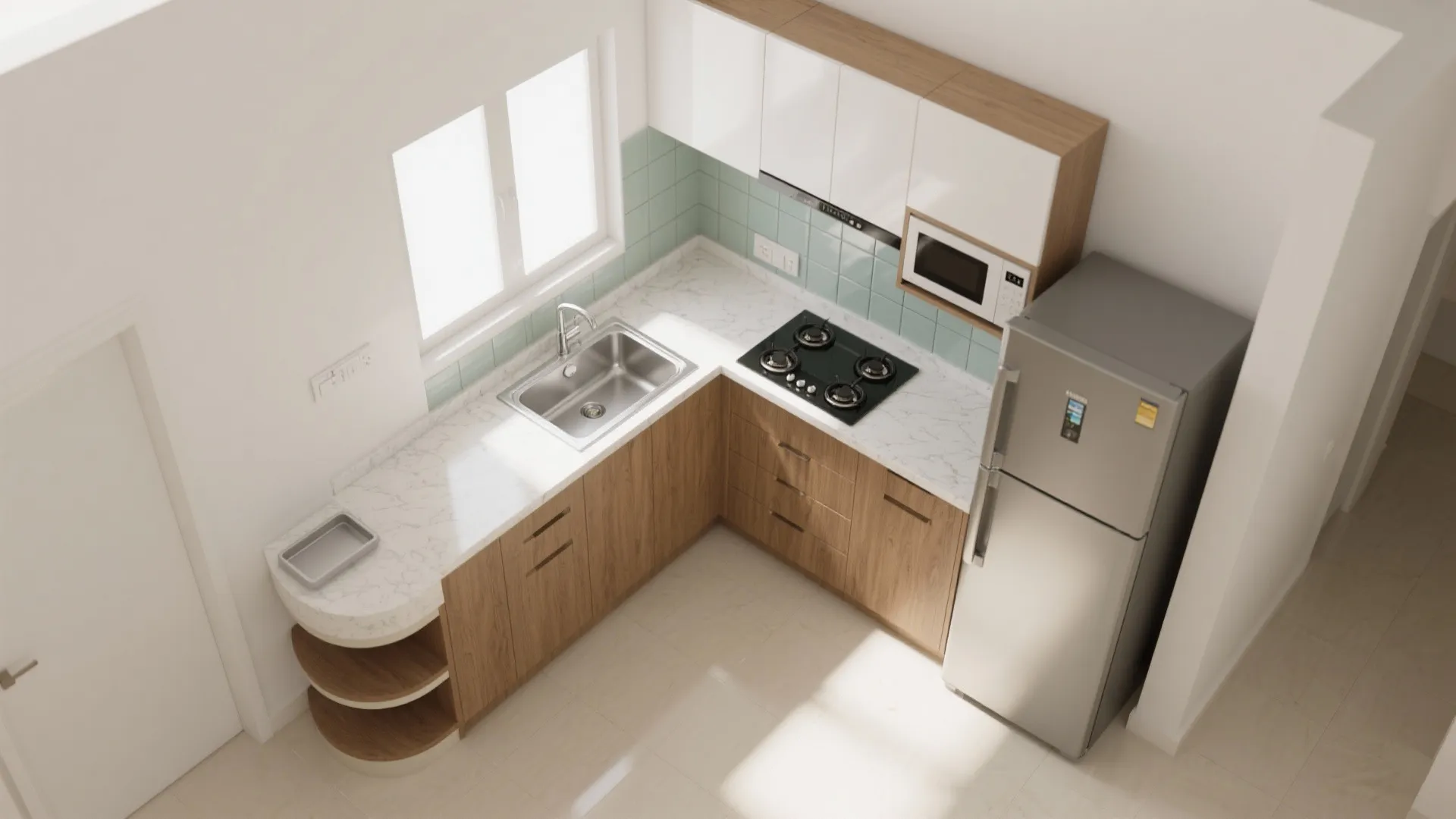 L-shaped small kitchen layout
