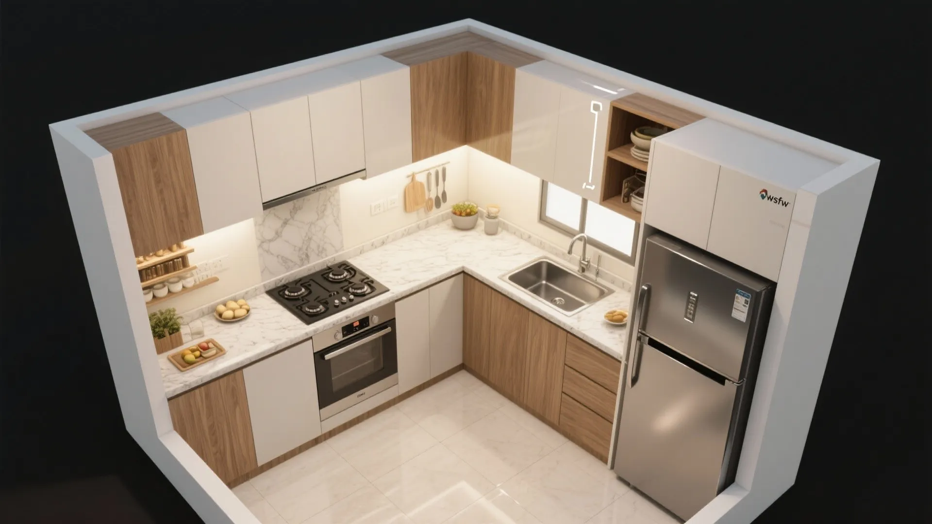 L-Shaped Layout to Free Counter Space