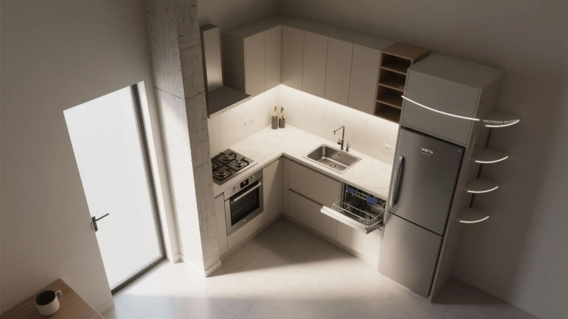 L-Shaped Layout to Free More Counter Space