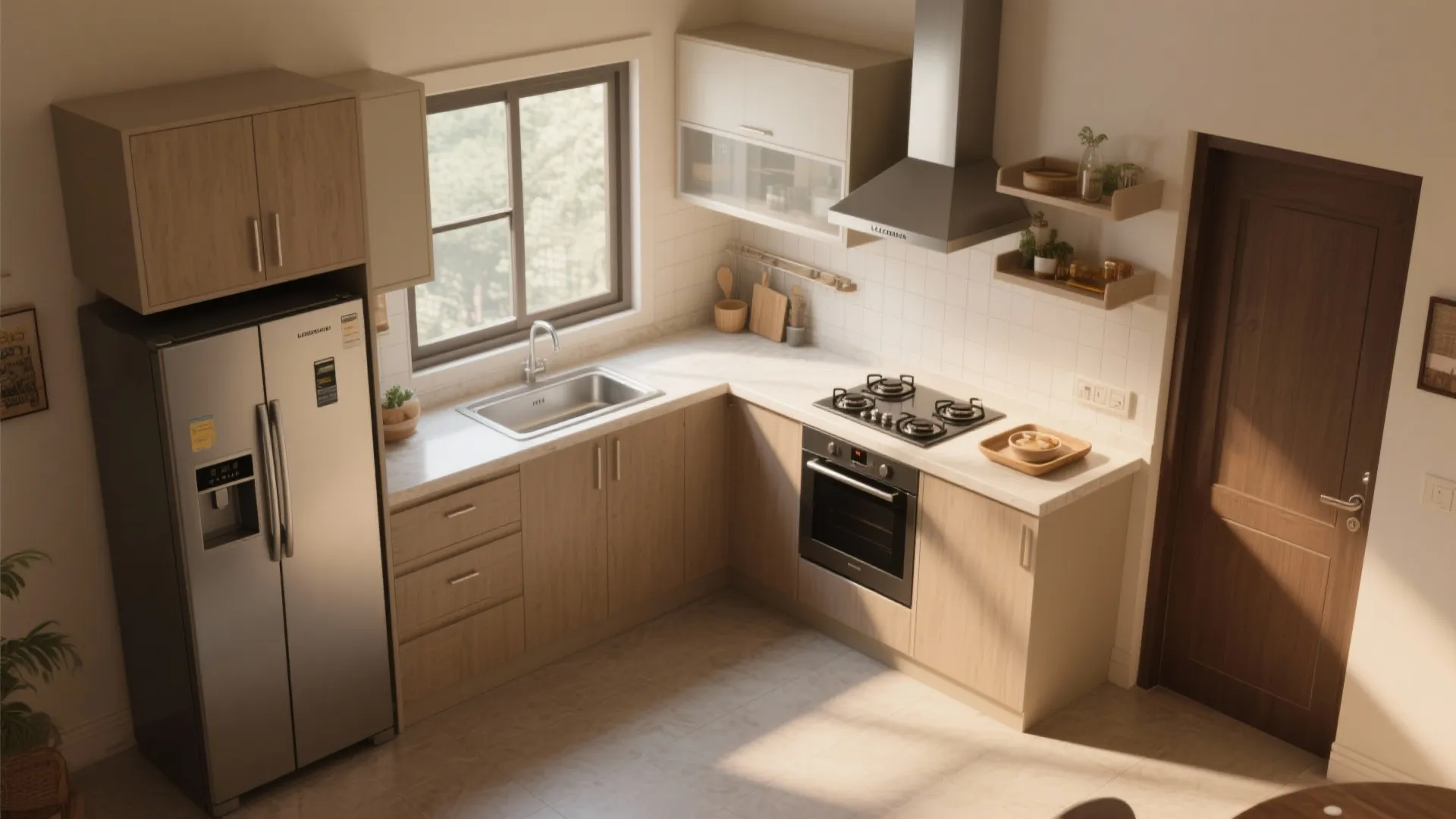 L-Shaped Kitchen That Frees Counter Area