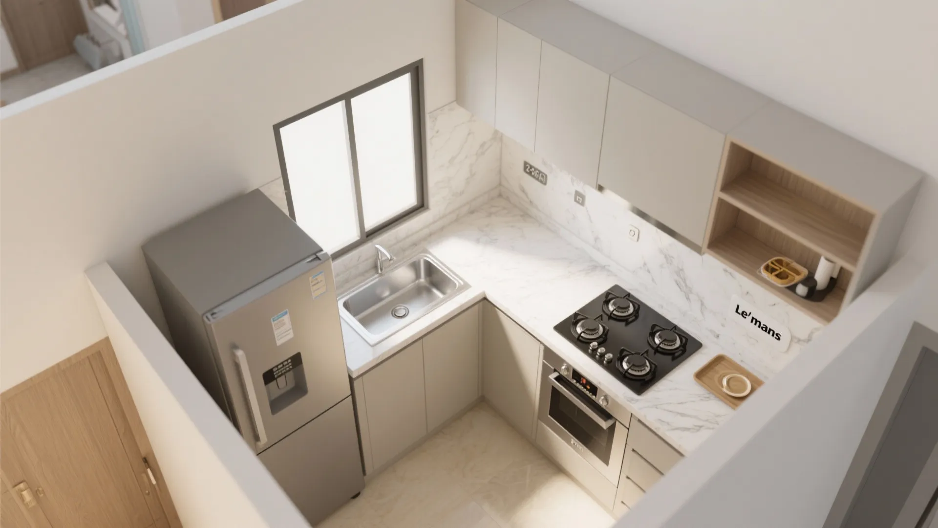 L-shaped small kitchen layout