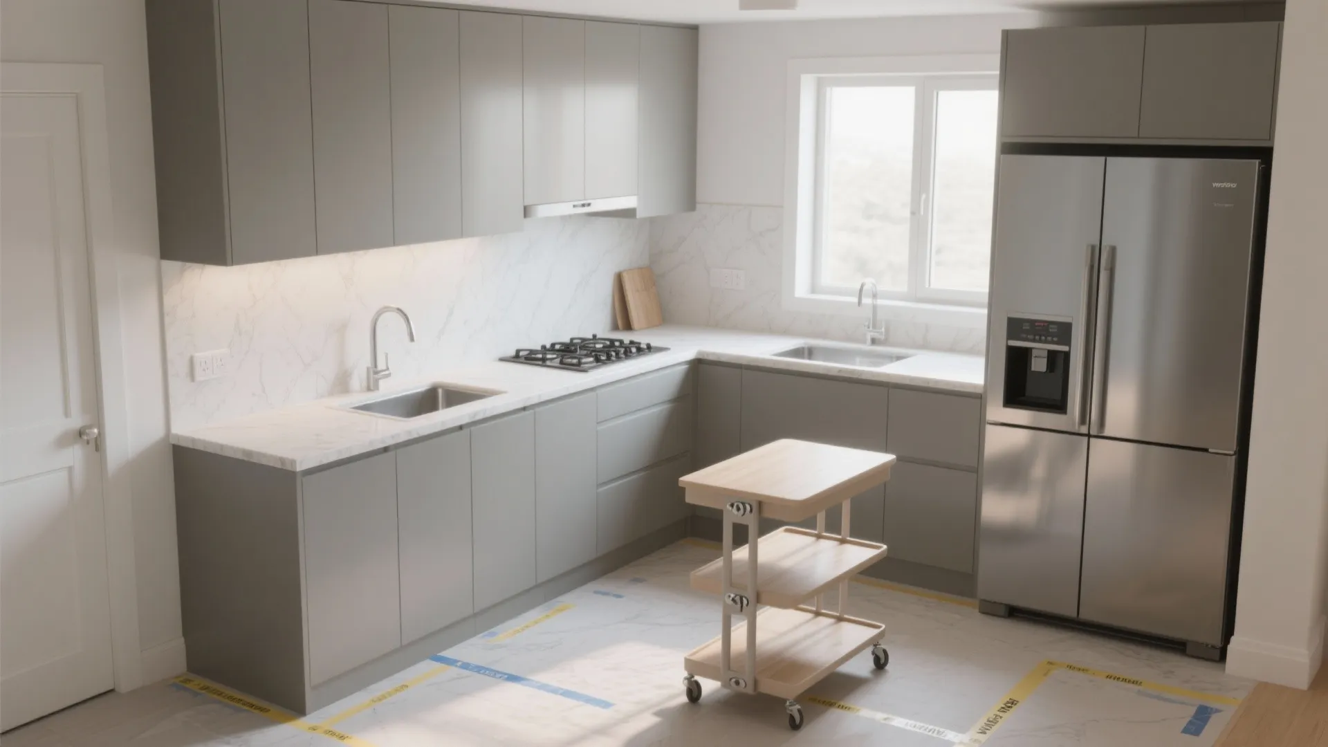 L-shaped layout to unlock counter space