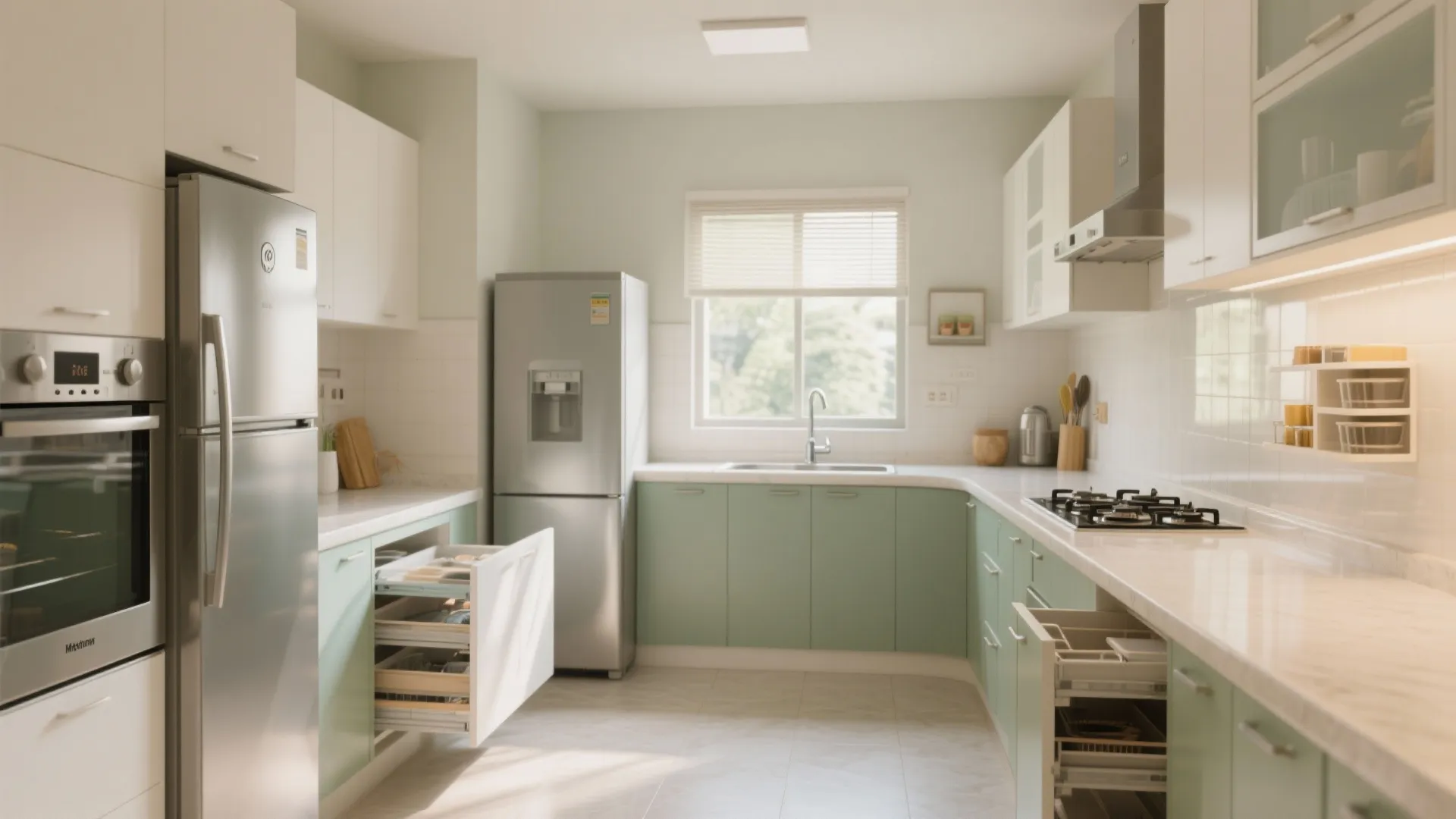 Flexible L-shaped kitchen to unlock counter space