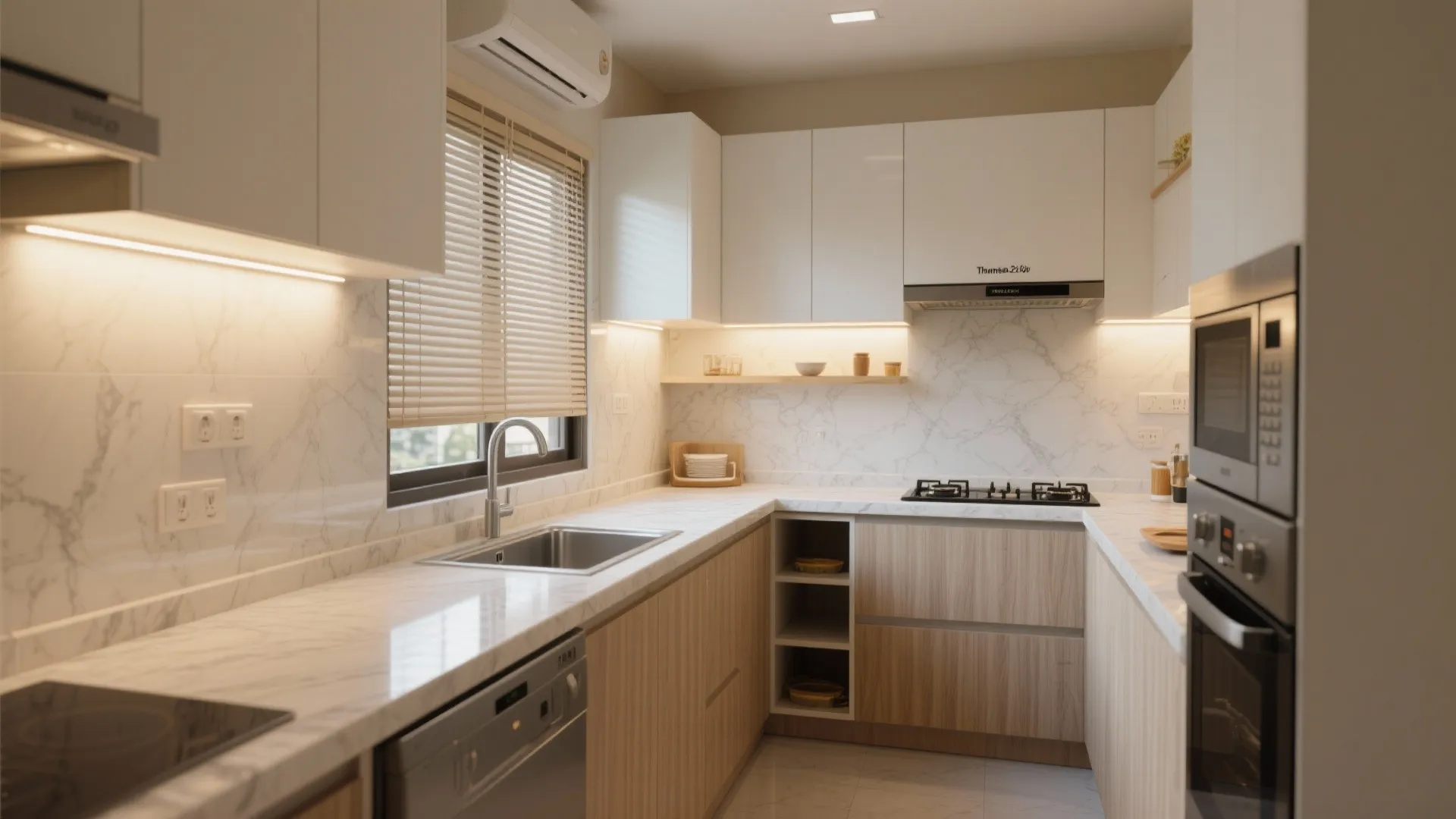 L-shaped small kitchen layout