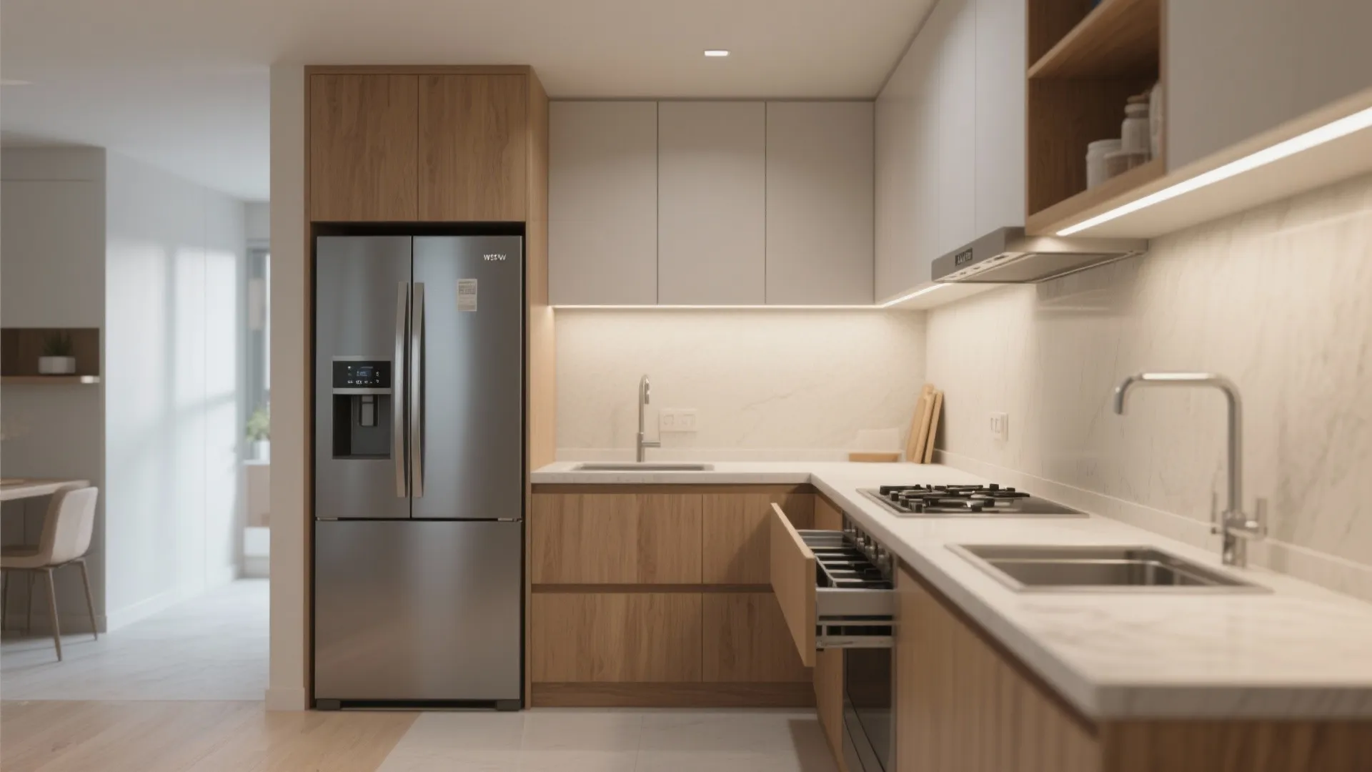 L-Shaped Layout to Free Counter Space