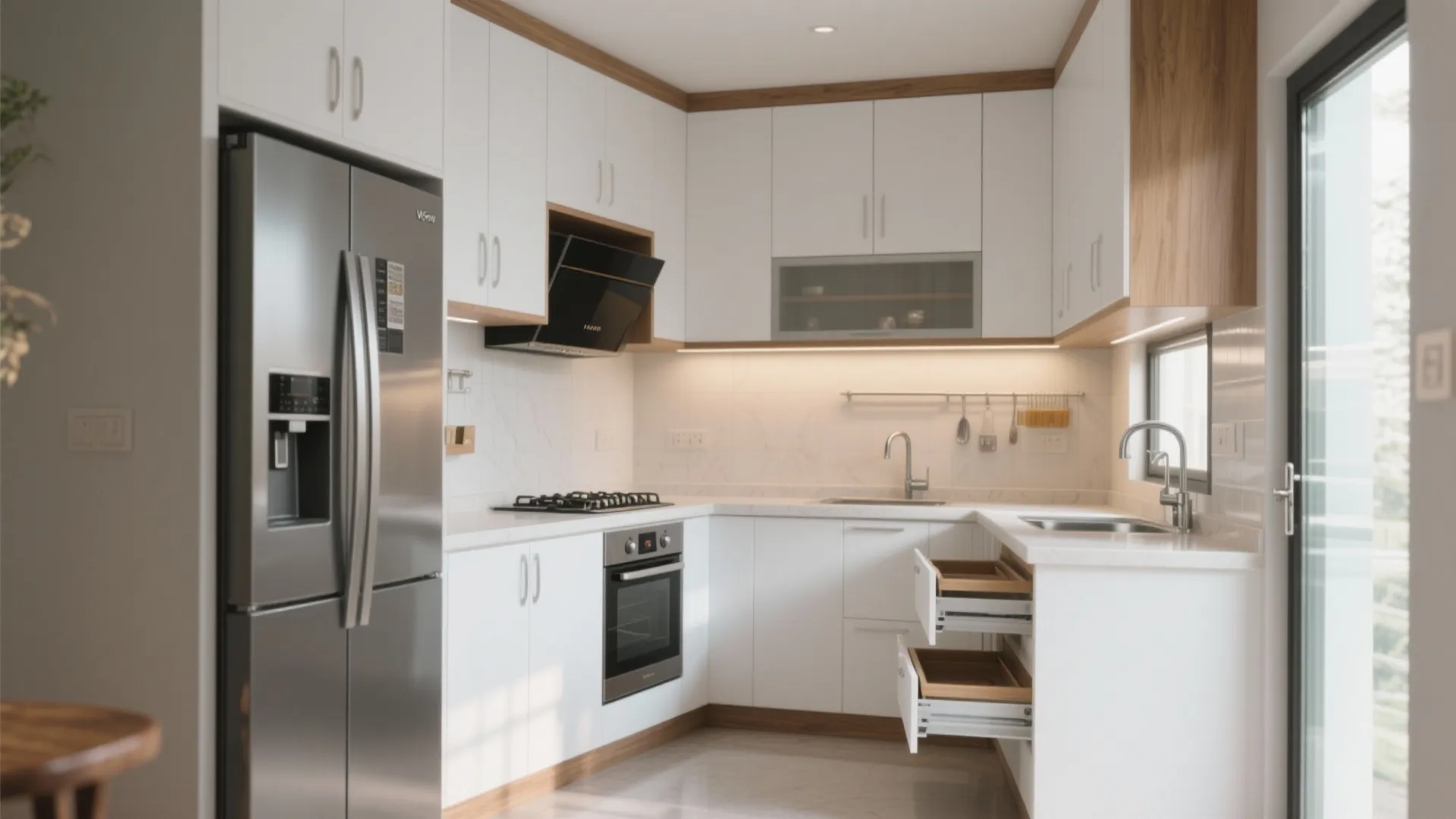 L-shaped kitchen that doubles your counter time