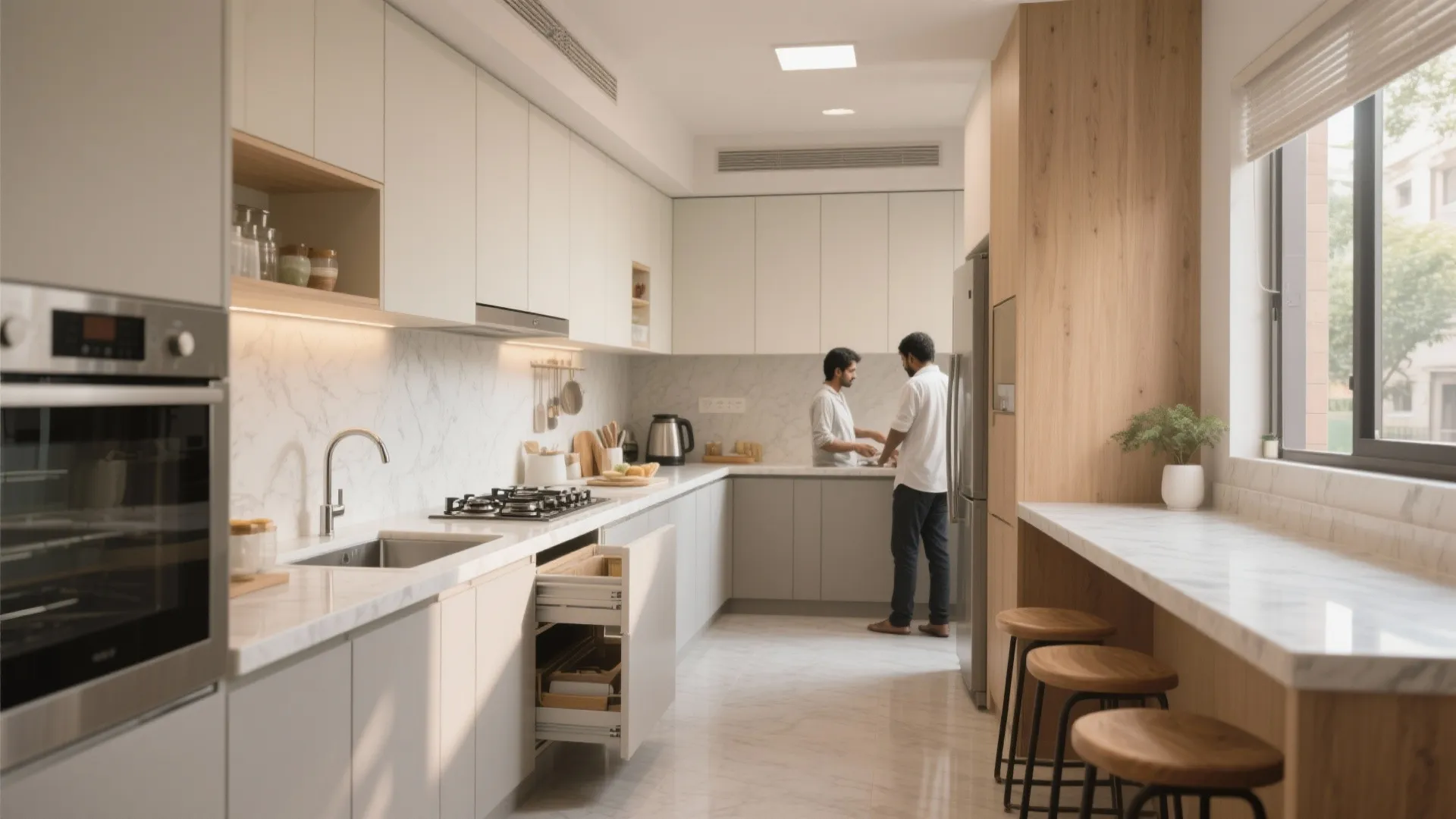 L-shaped layout to unlock counter space