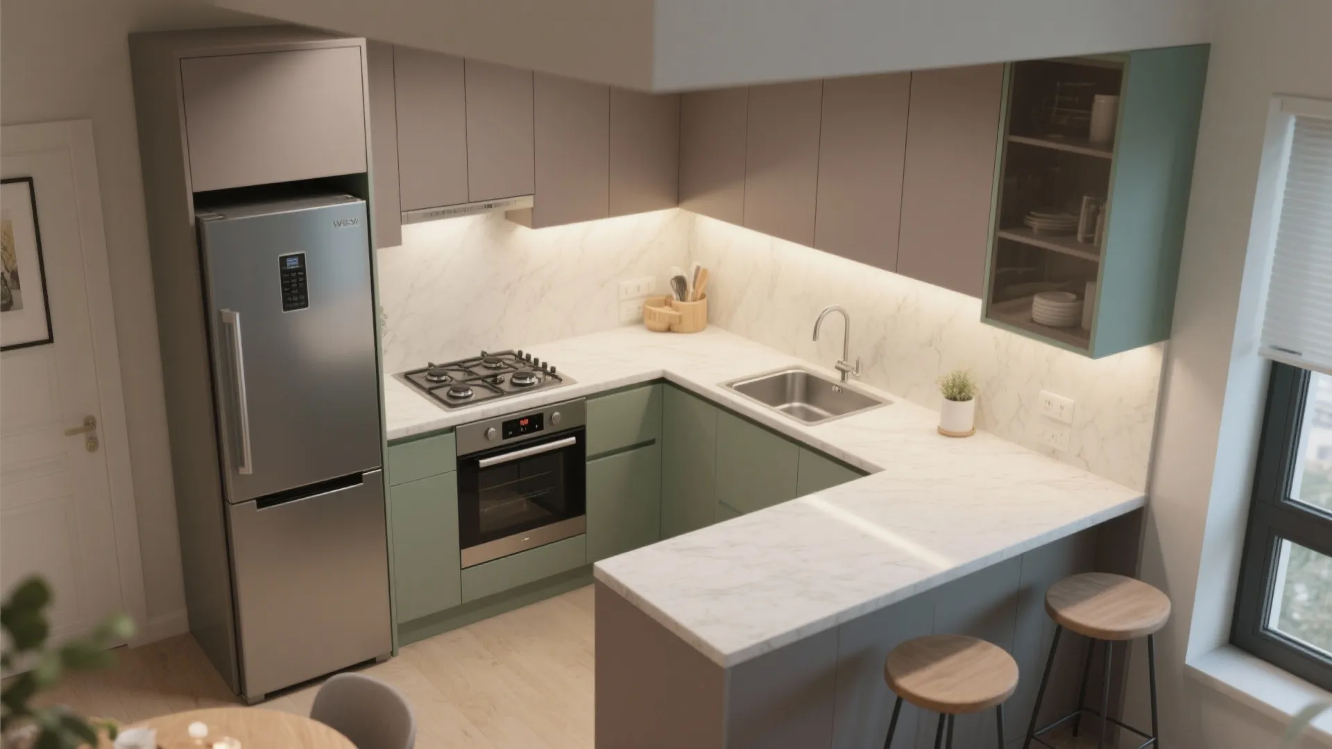 L-Shaped Kitchen That Frees Counter Space