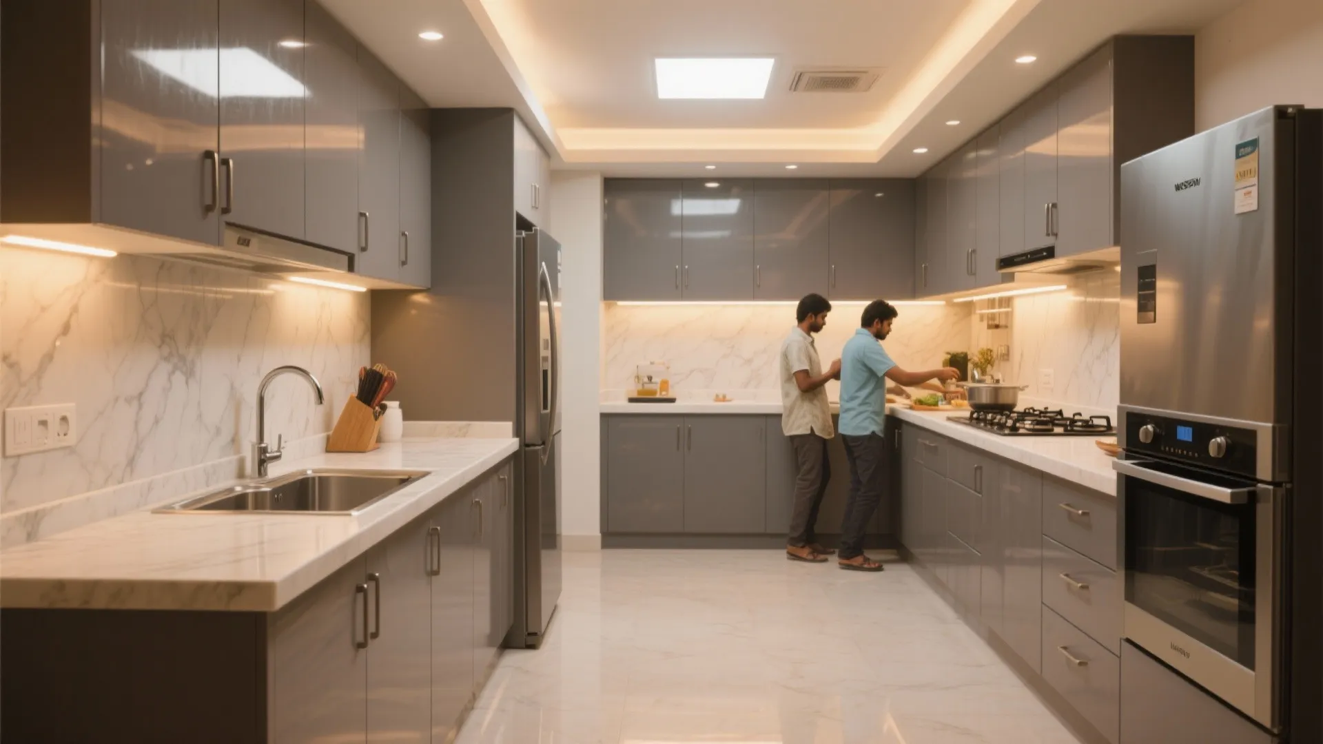 L-shaped kitchen that frees more counter space