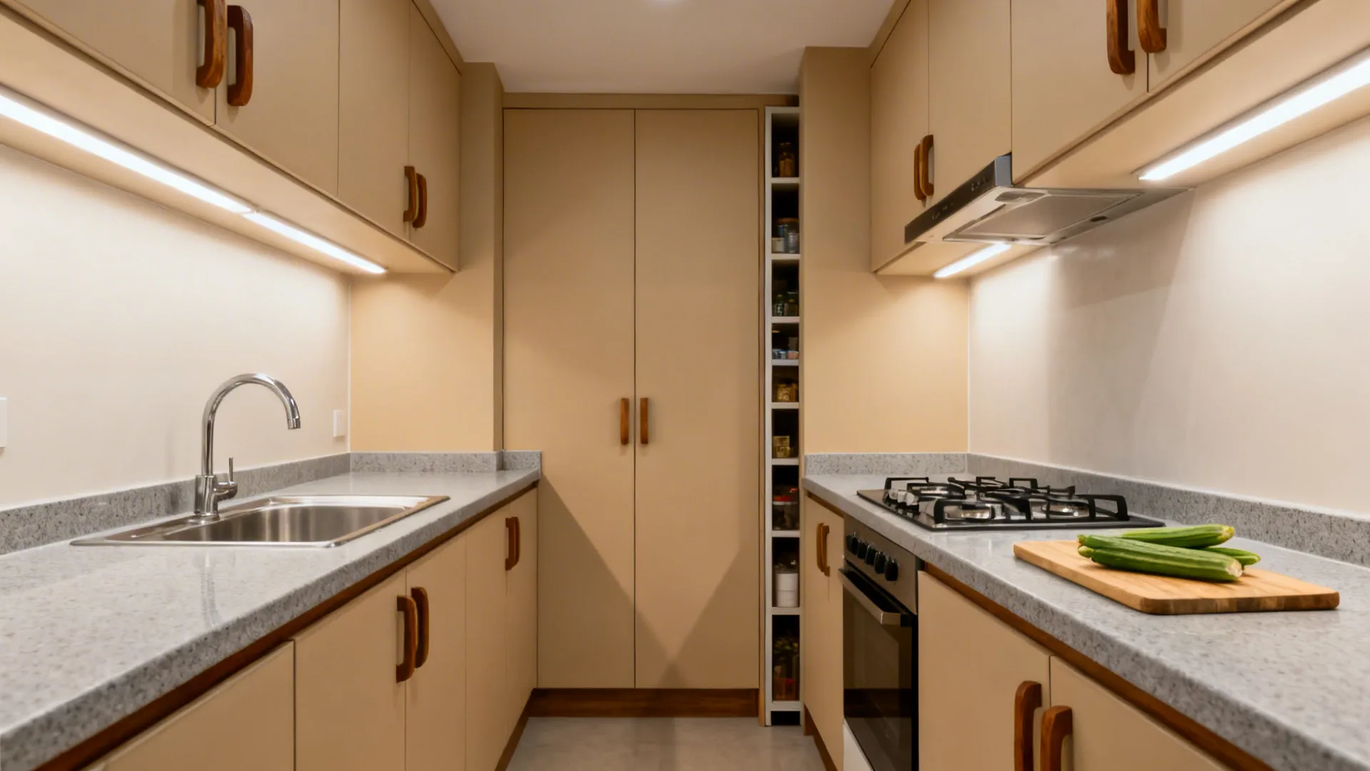 L-shaped compact workflow with a 900 mm turning radius