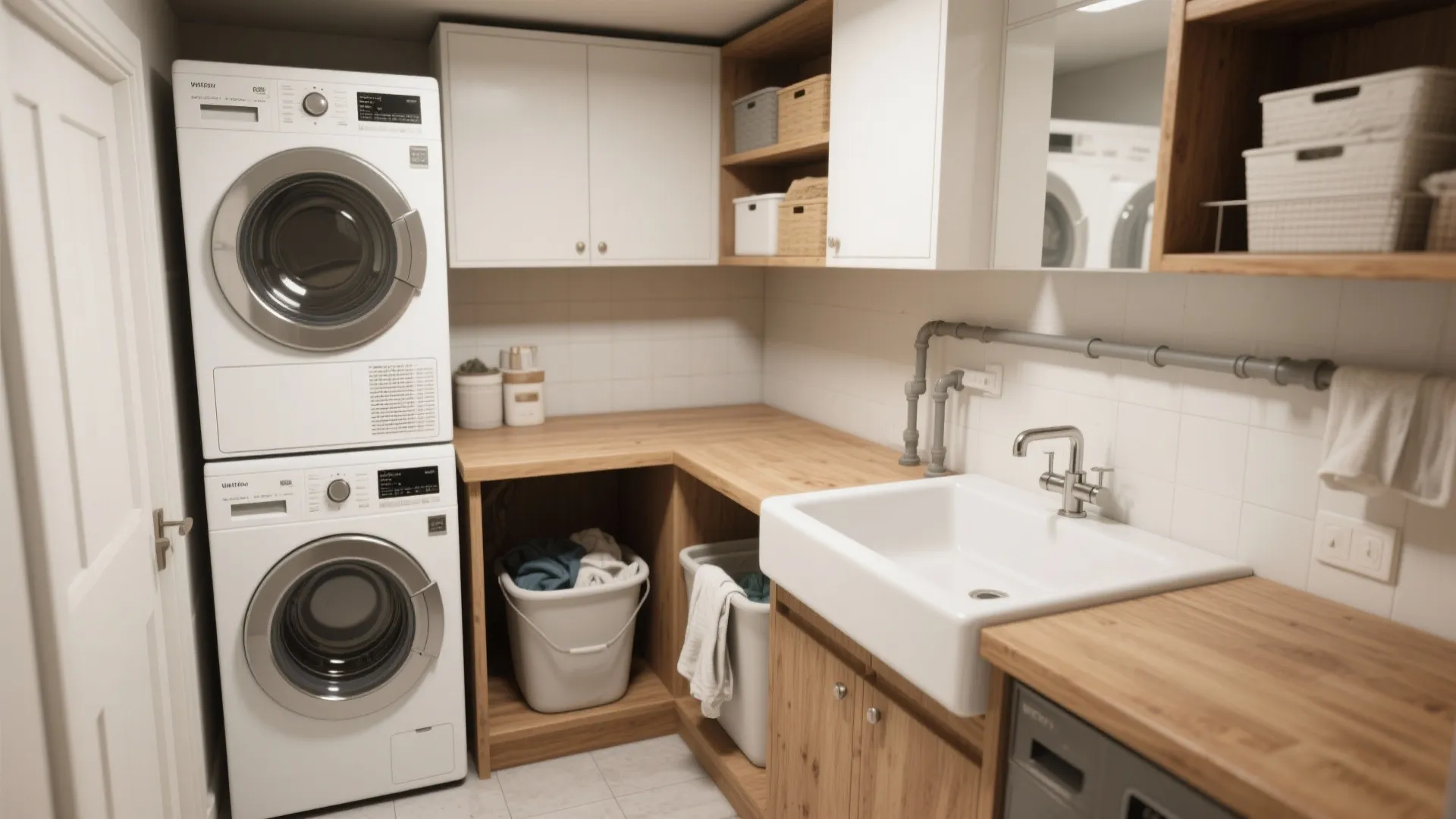 4. Embrace corners with an L-shaped utility setup