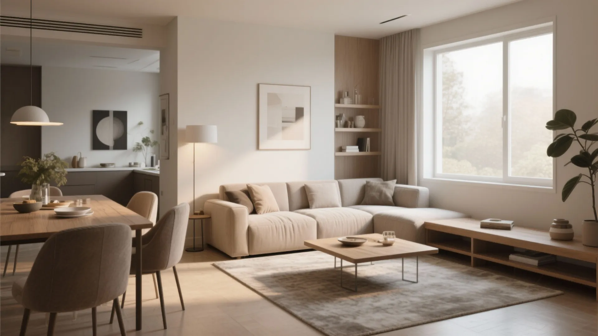 L-shaped furniture arrangement