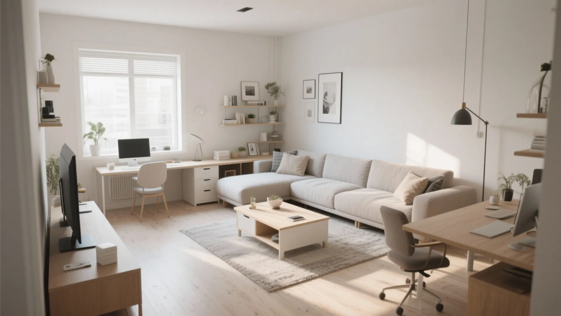 L-shaped furniture arrangement