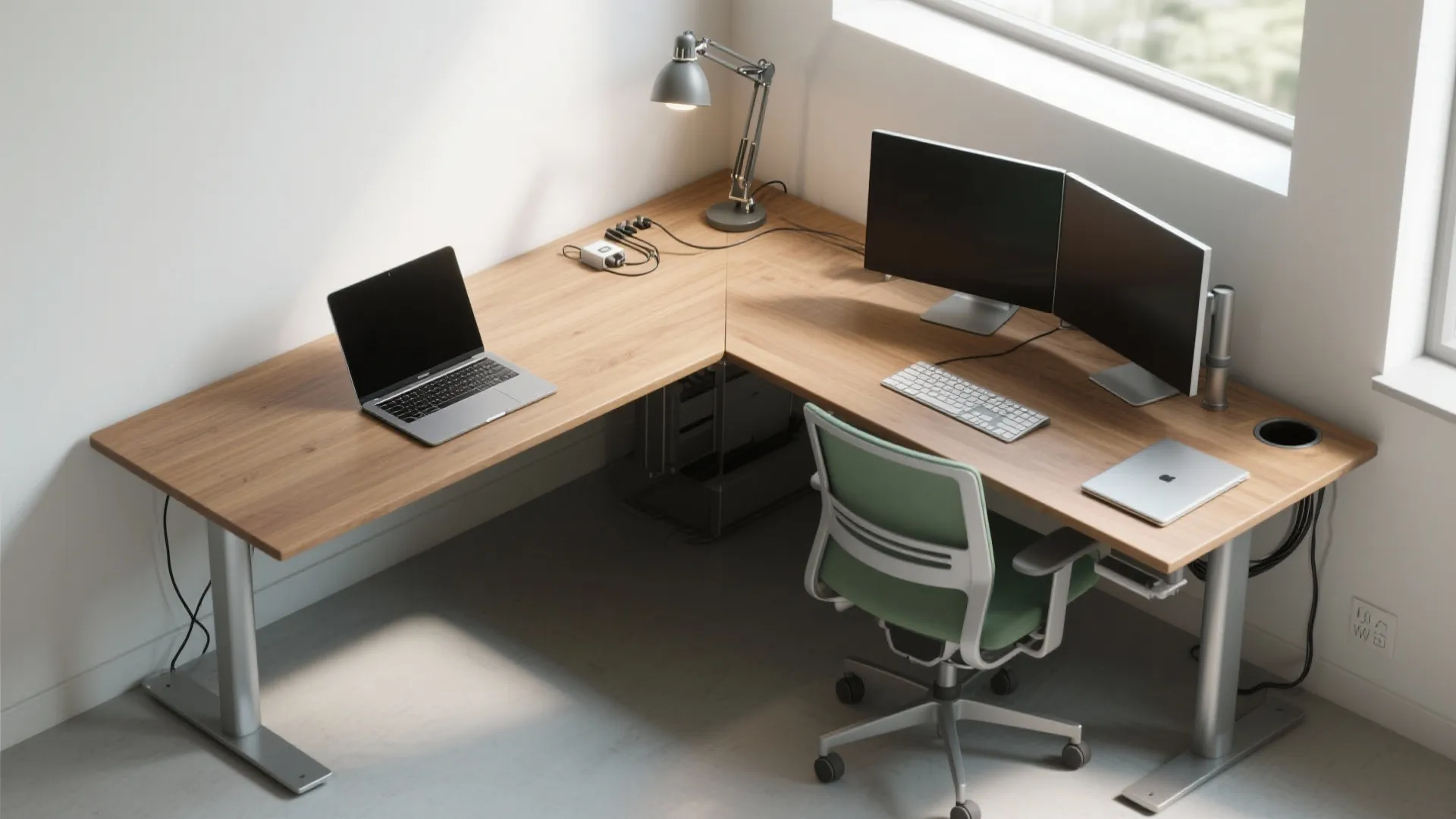 L-shaped small study layout