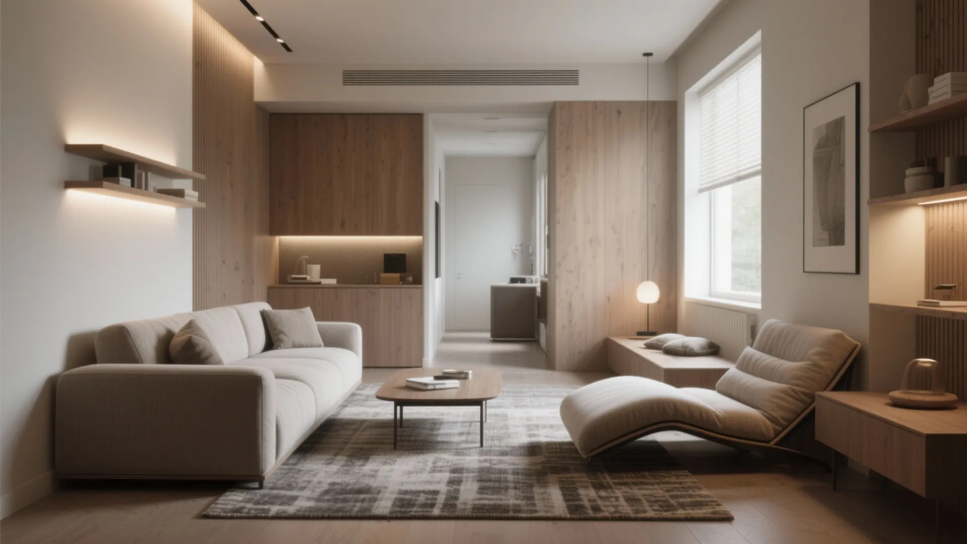 L-shaped seating layout for better circulation