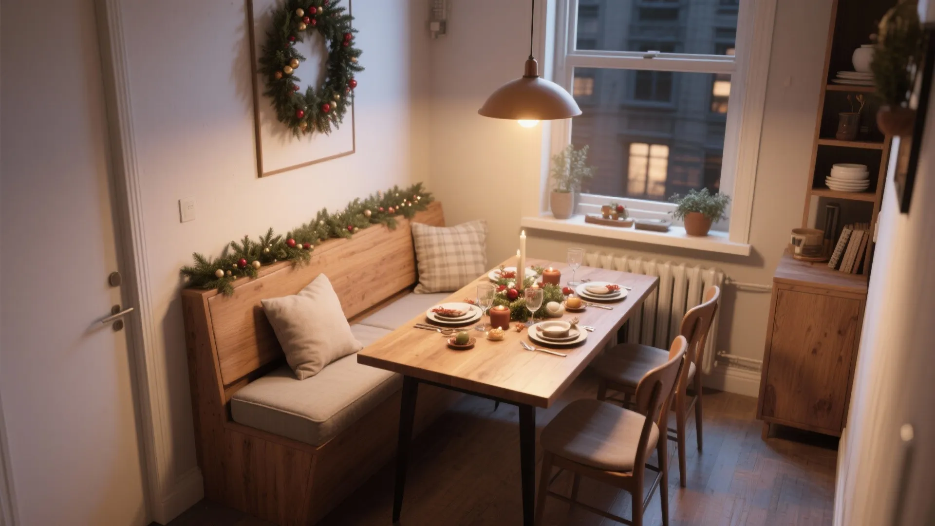 L-Shaped Dining Layout for Small Spaces