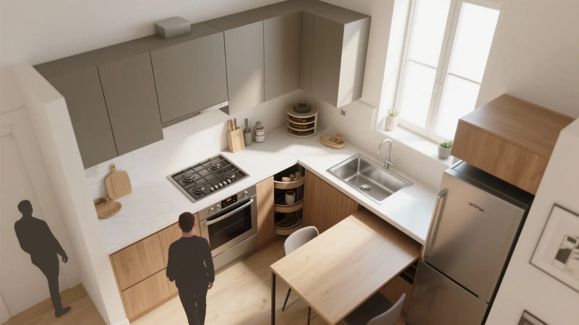 3. L shaped layout releases more counter space