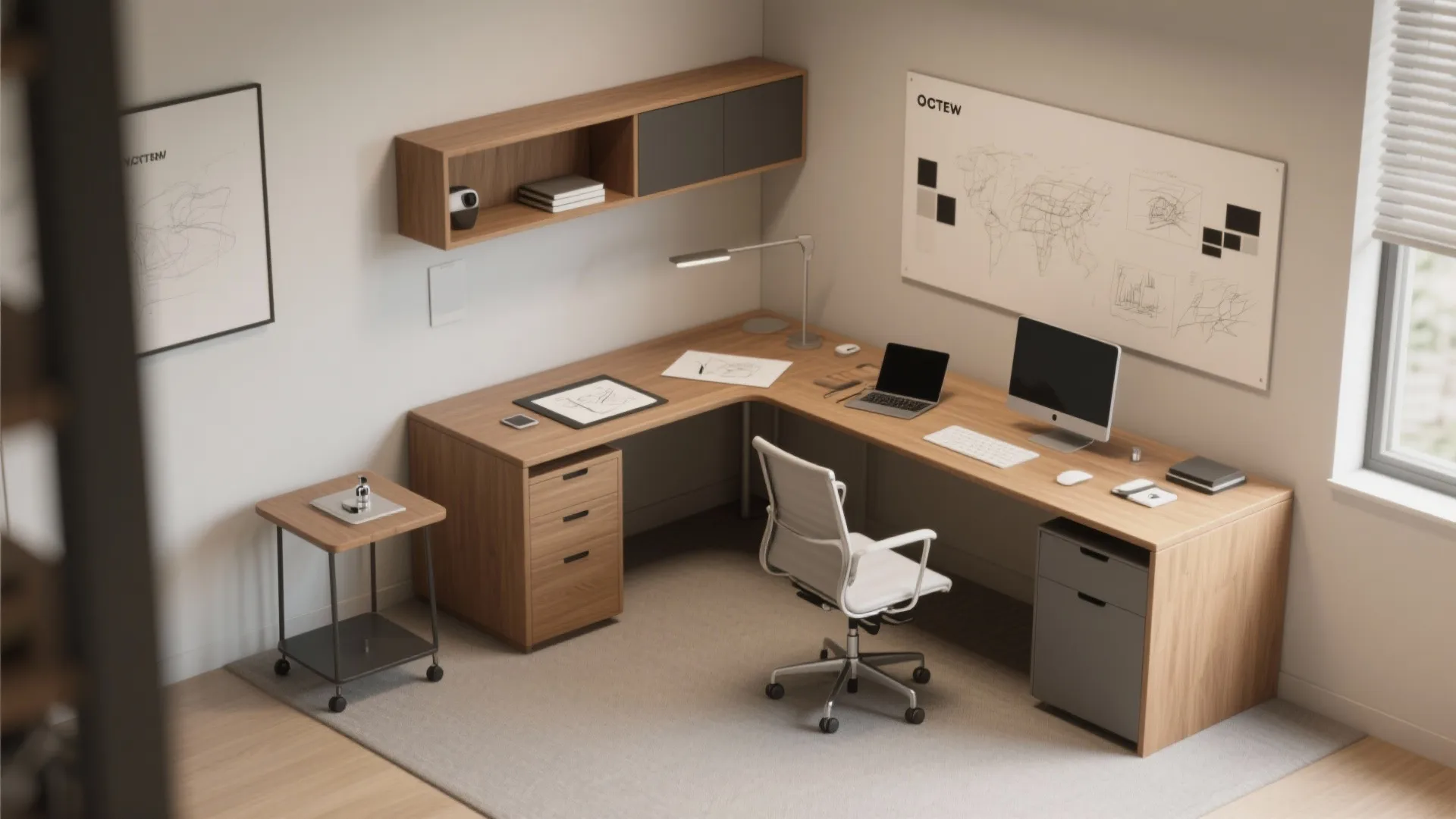 9. Flexible Layouts: L-shaped Desk and Mobile Surfaces