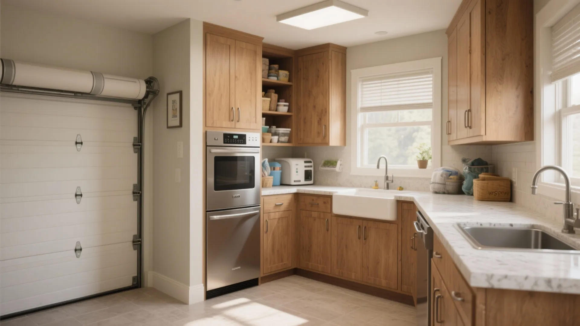 L Shaped Utility Layout with Appliance Garage