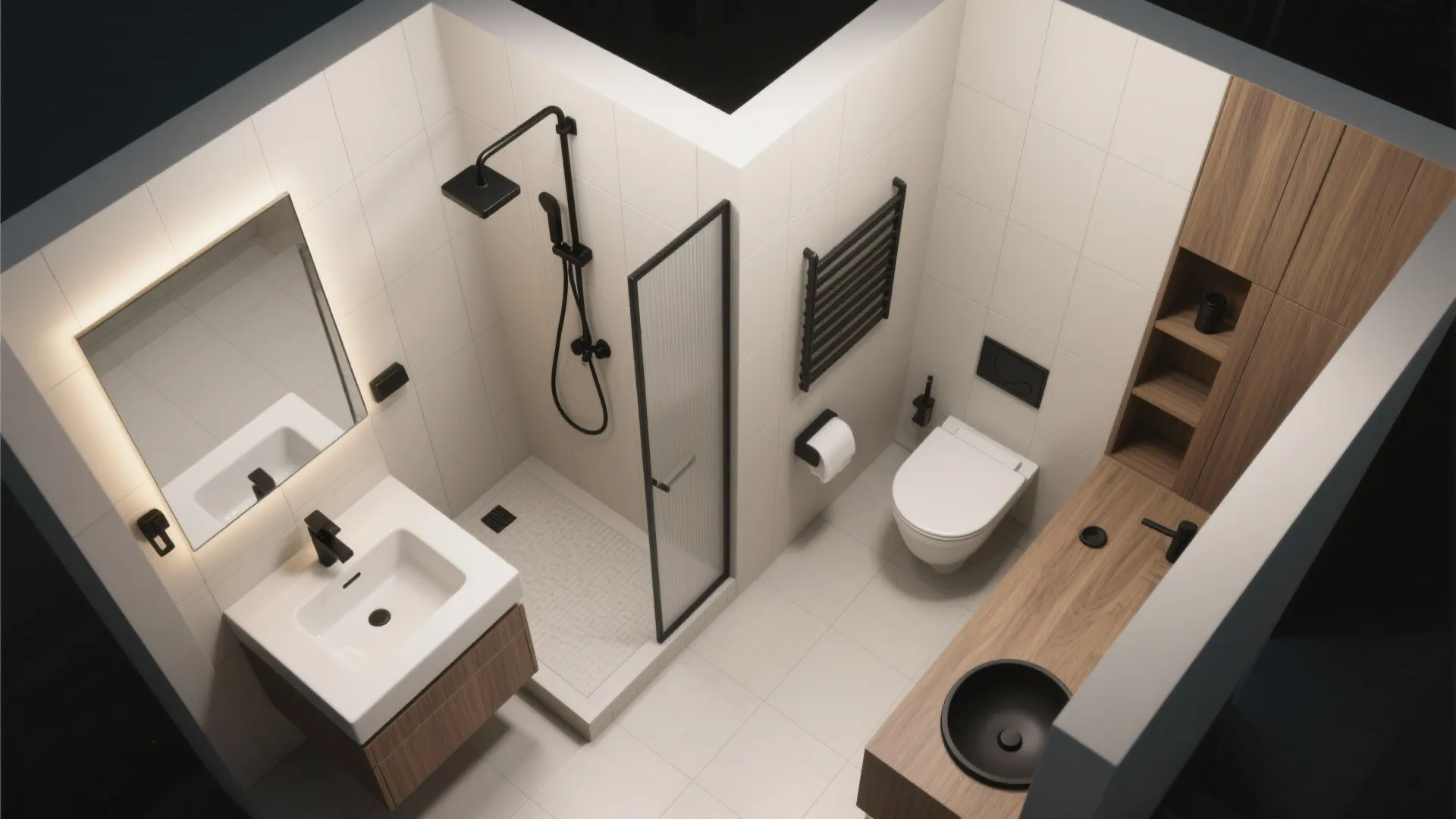 L-Shaped Layout for Compact Baths