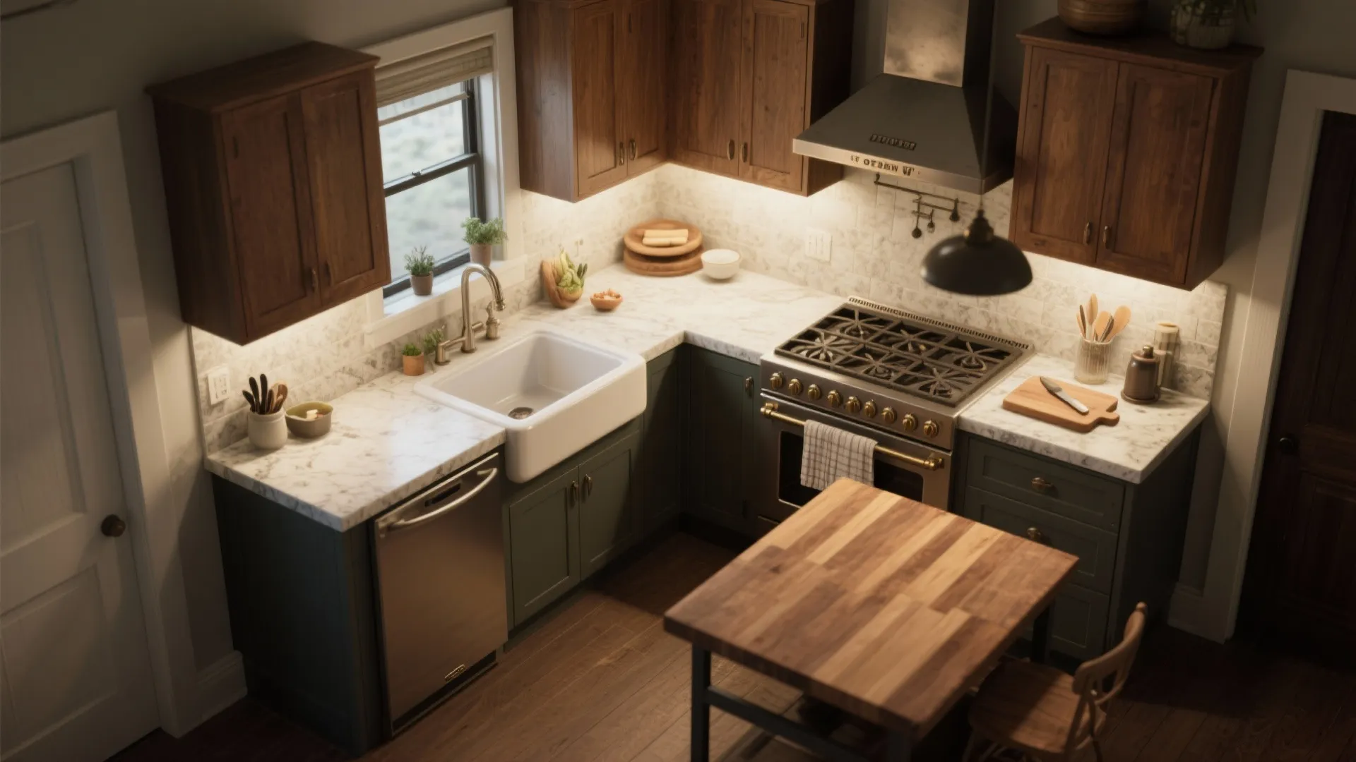 [Section] L-shaped Layout with Rustic Accents