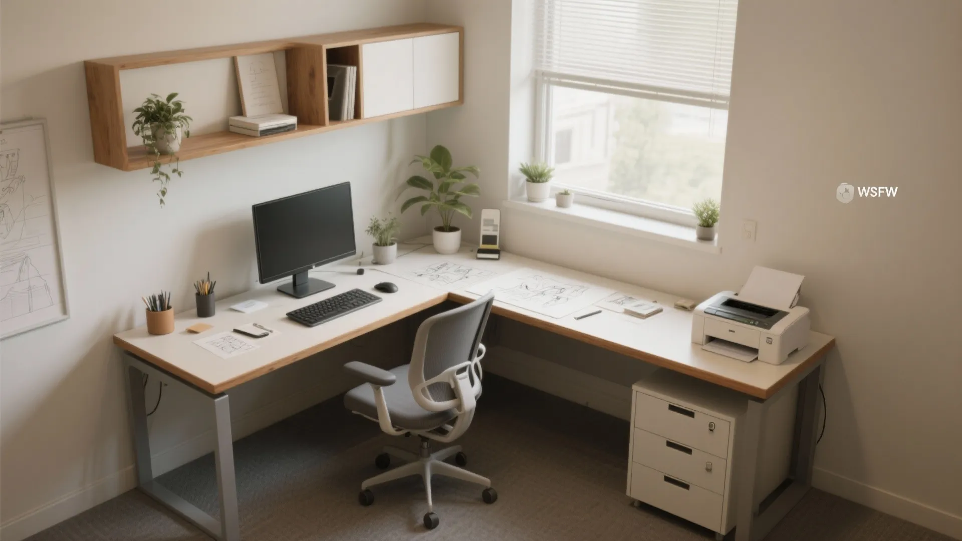 L-Shaped Small Office Layout