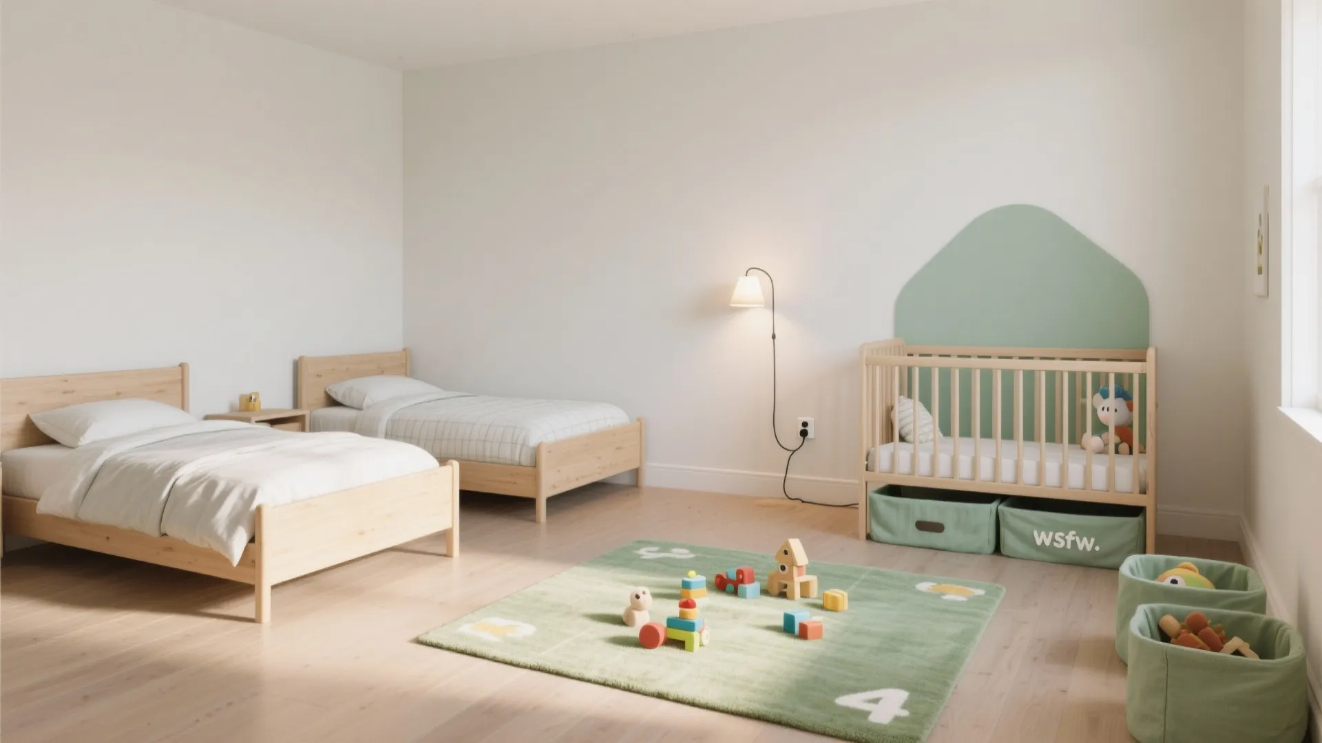 L-shaped corner layout to keep the center open