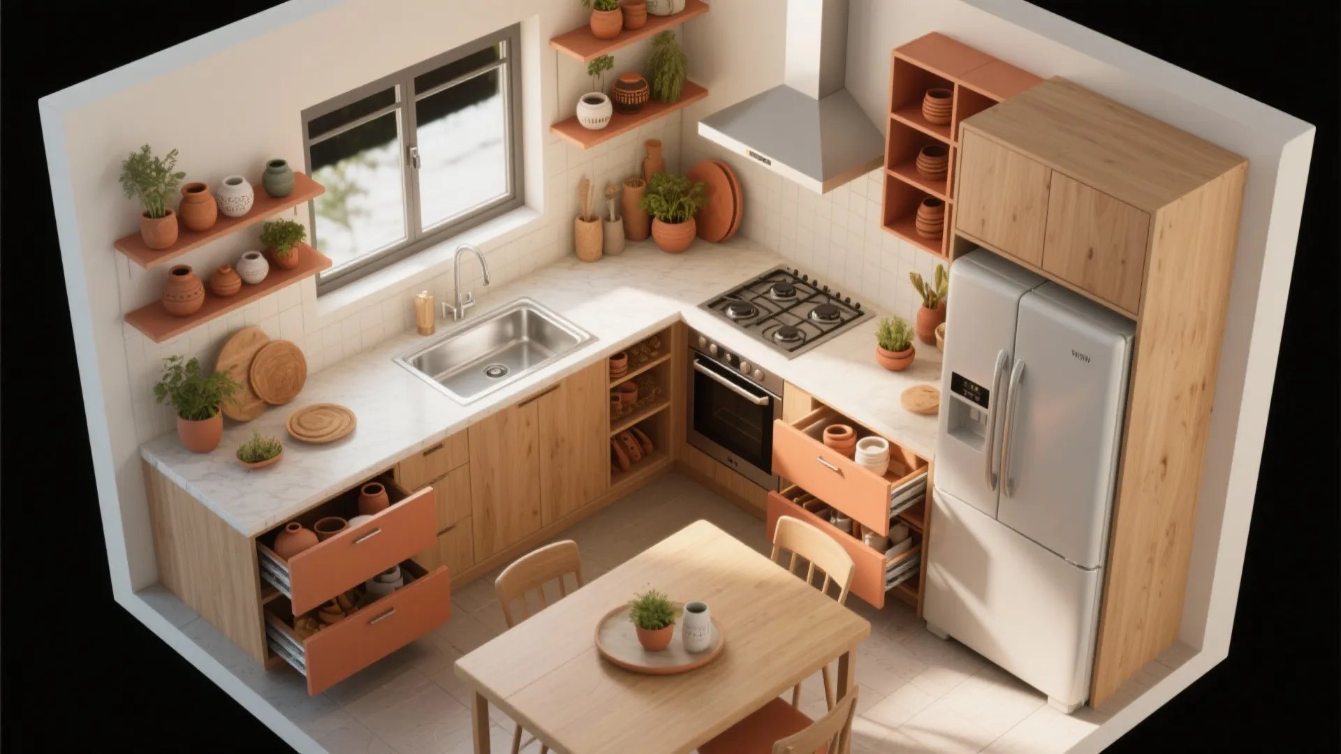 3. Plan smart workflows with compact L-shaped layout