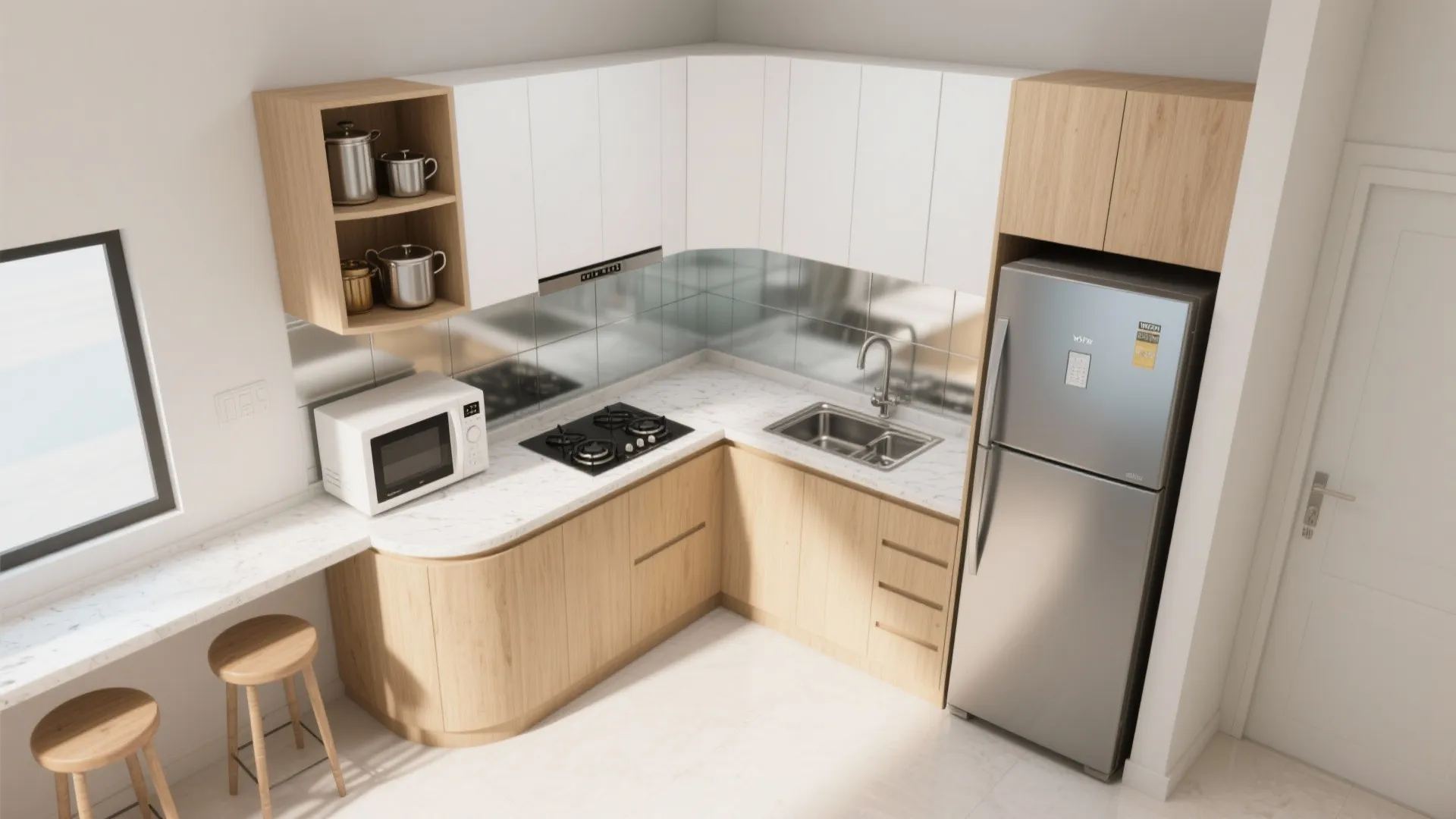 Smarter L-shaped small kitchen layout