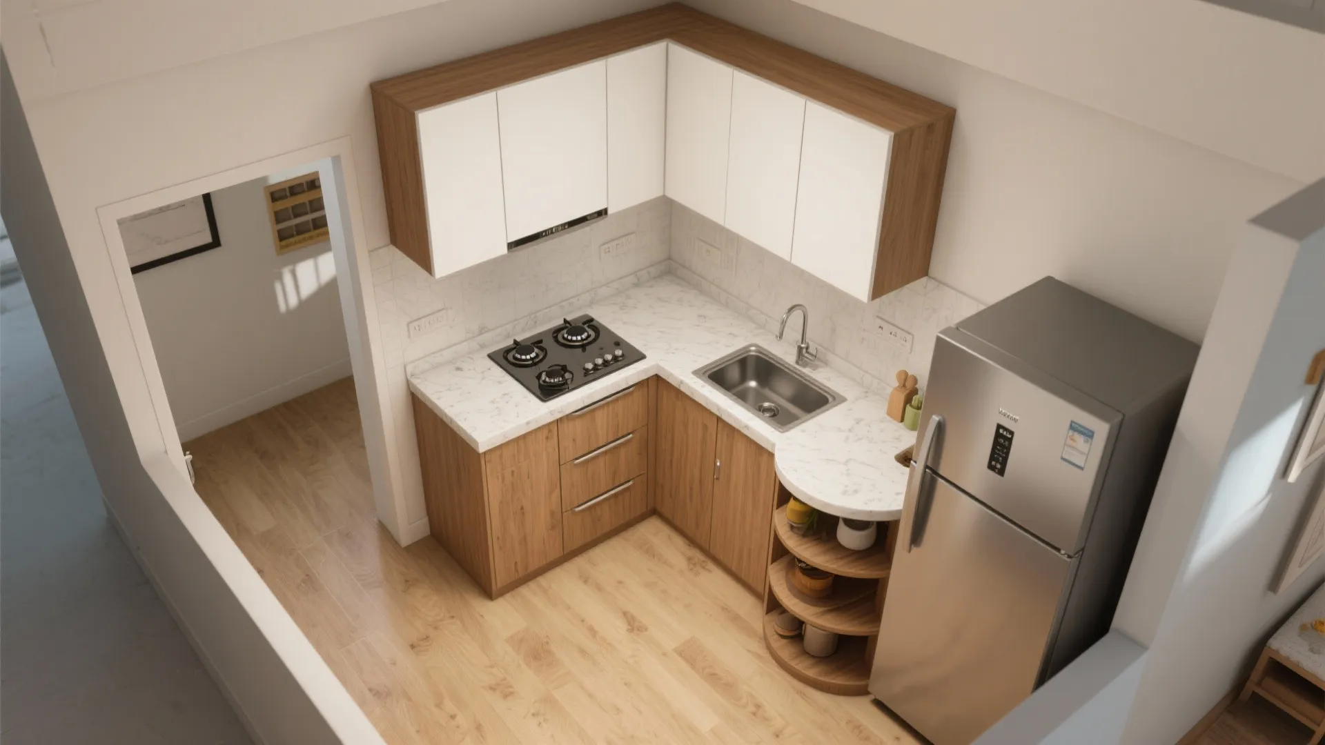 L-Shaped Small Kitchen Layout