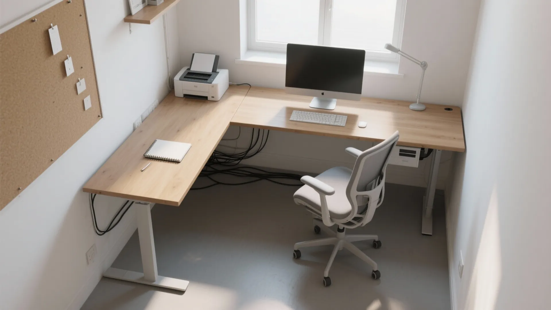 L-shaped small study room layout