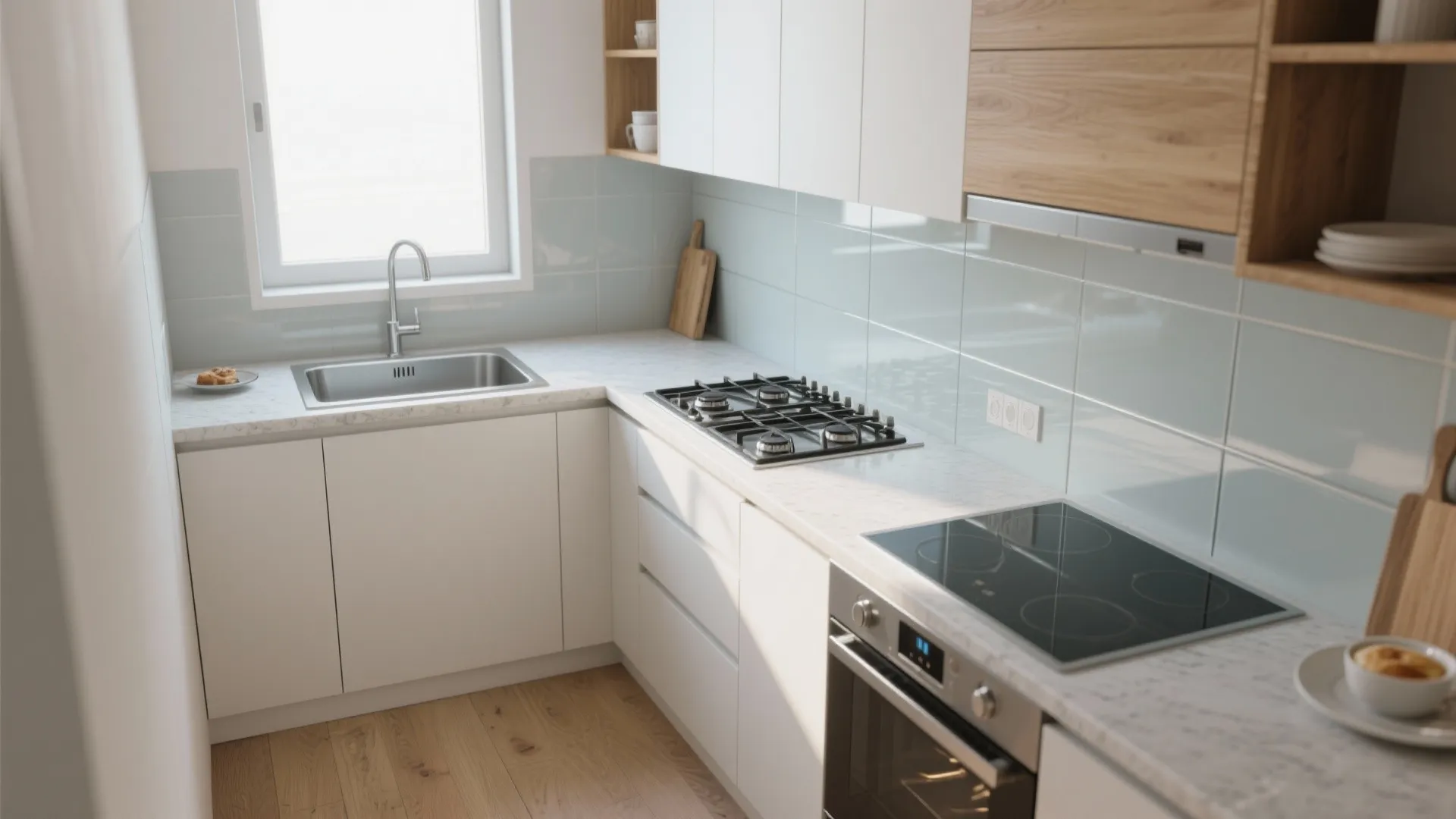 L-Shaped Layout That Frees Counter Space