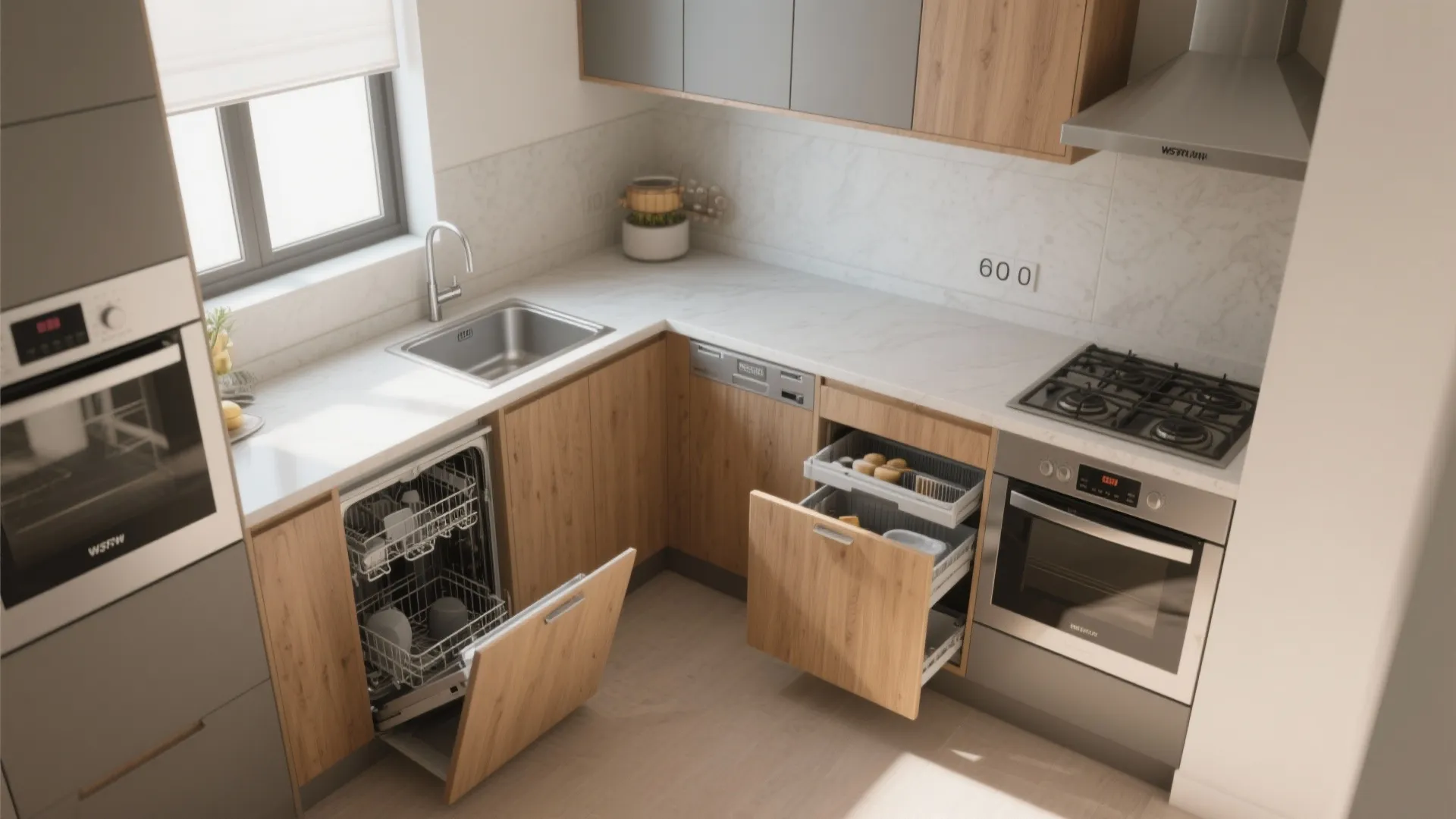 L-Shaped Layout to Release More Counter Space