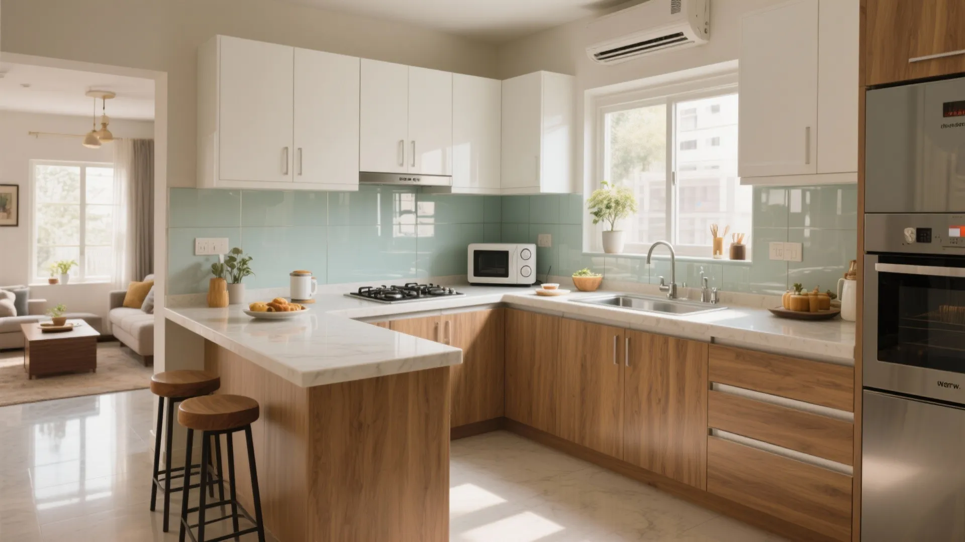 L-Shaped Layout That Frees Counter Space