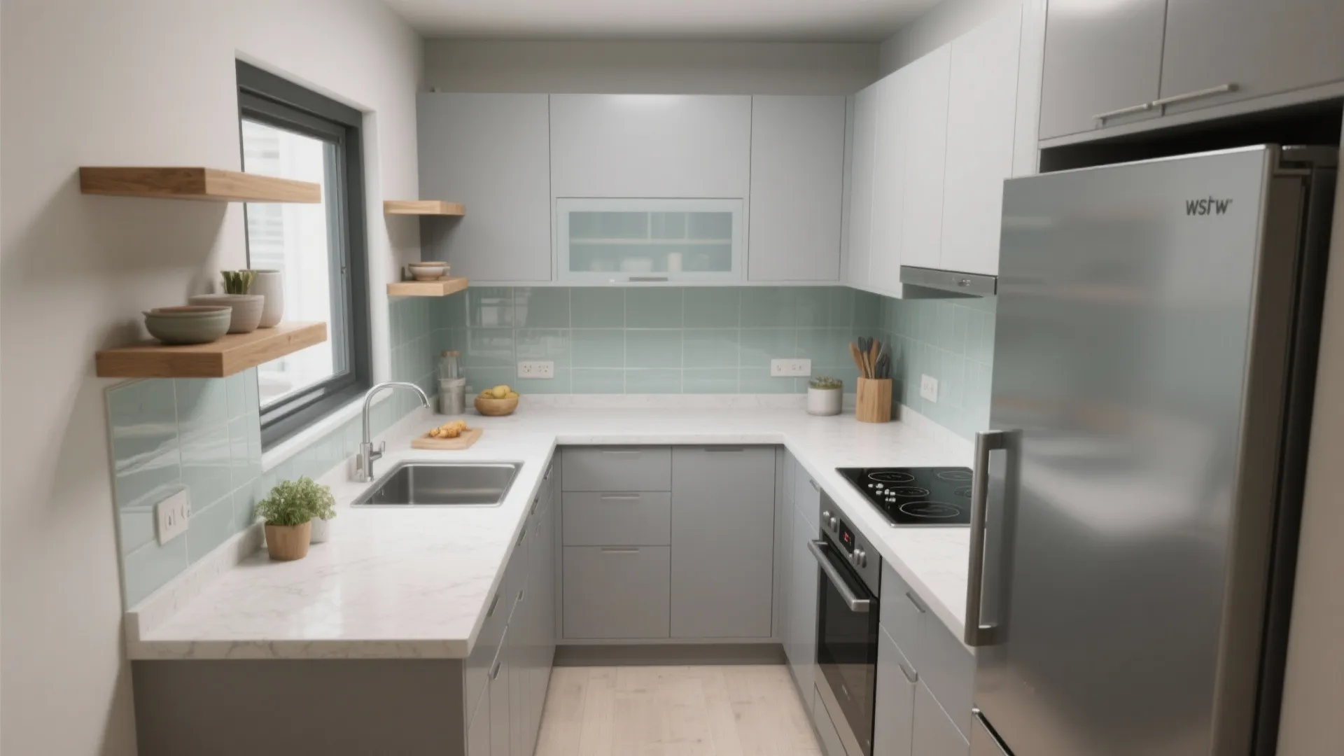 L-Shaped Layout for Workflow and Counter Space