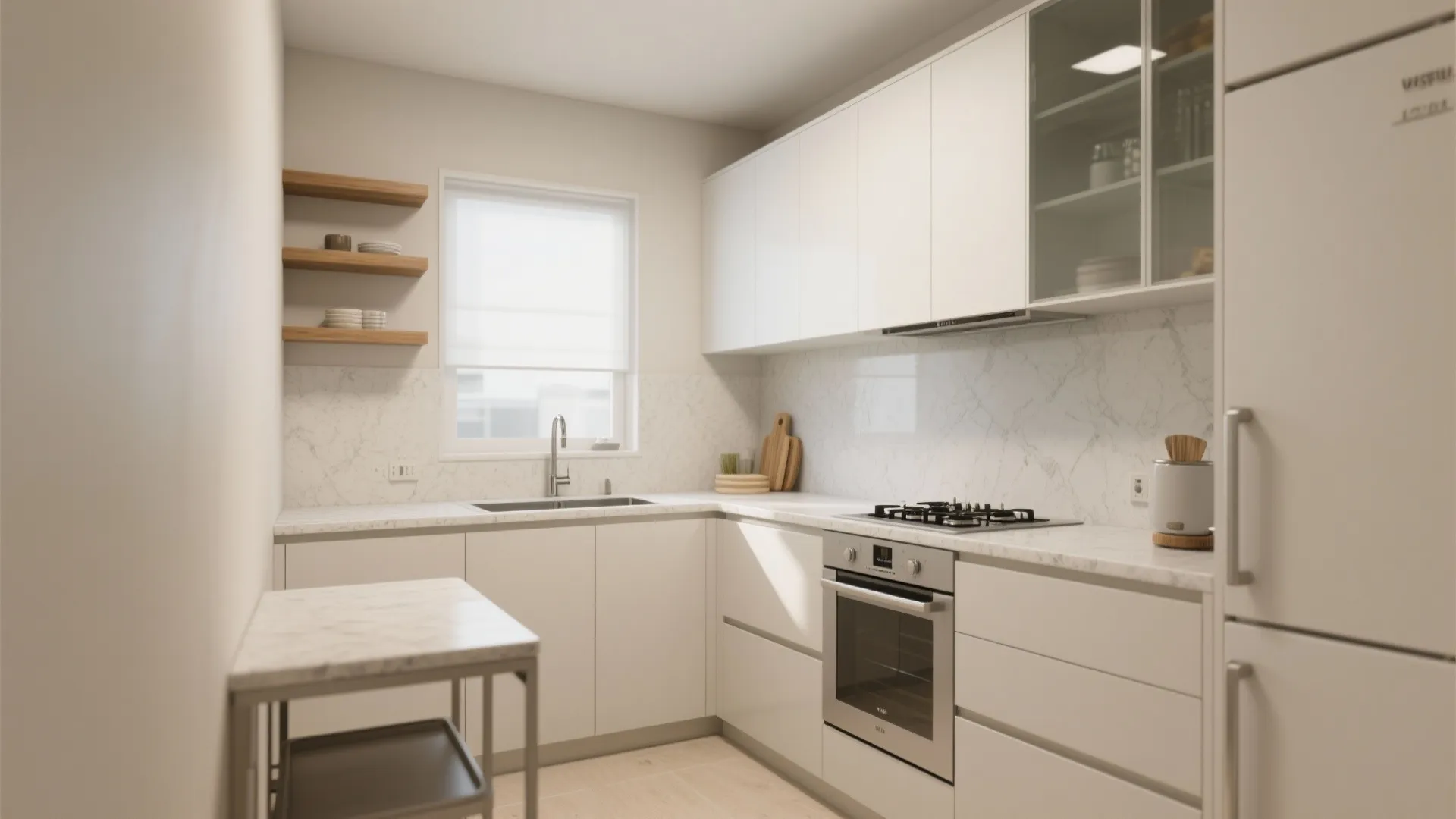 Efficient L-shaped layout to unlock counter space