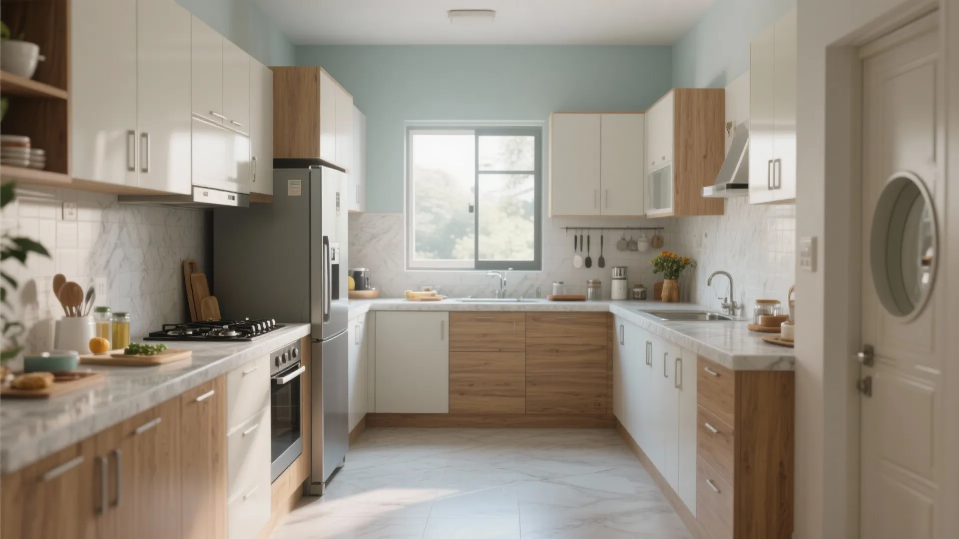 L-Shaped Kitchen Layout for Efficient Movement