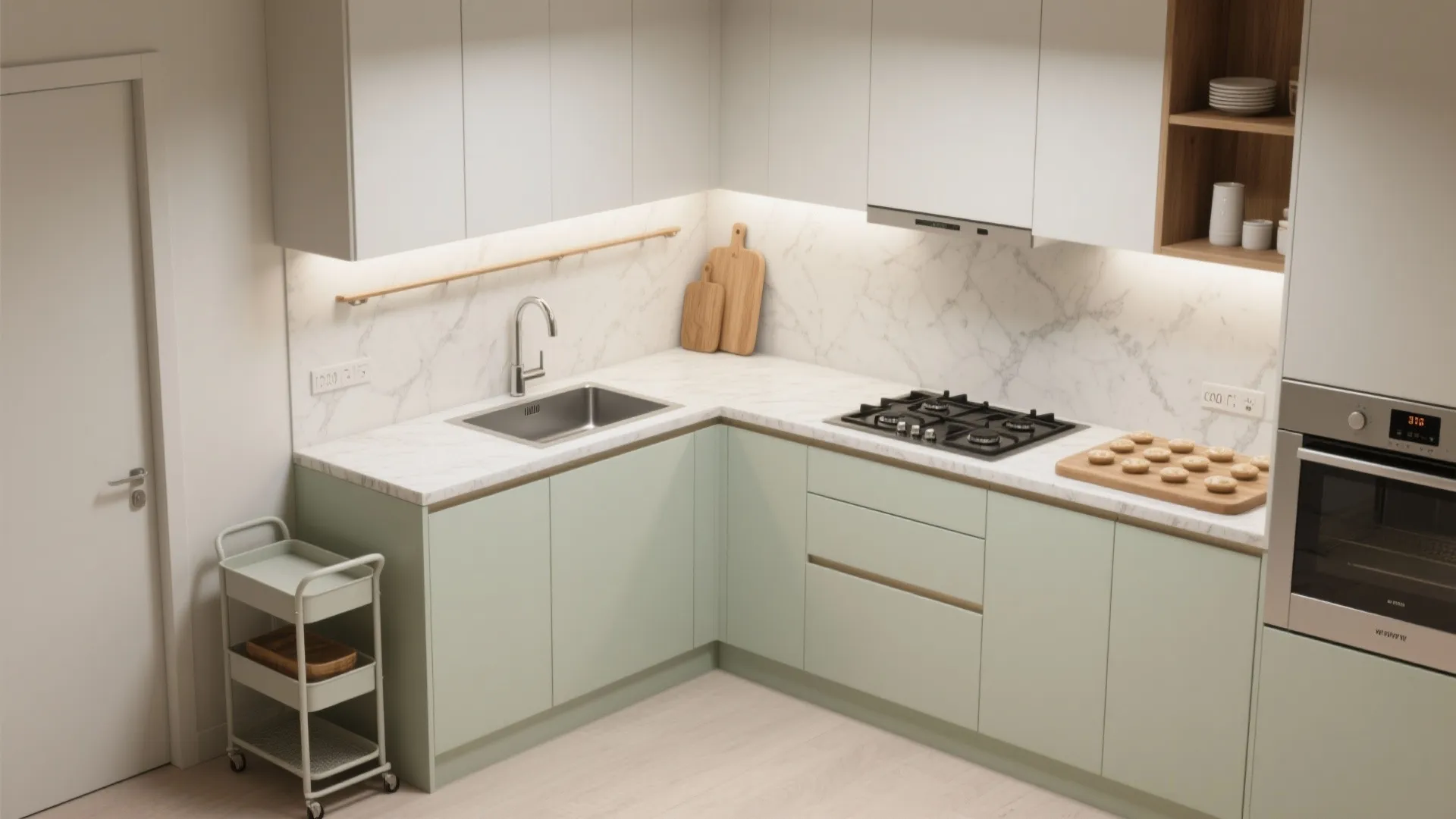 L-Shaped Layout to Free Counter Space and Improve Flow