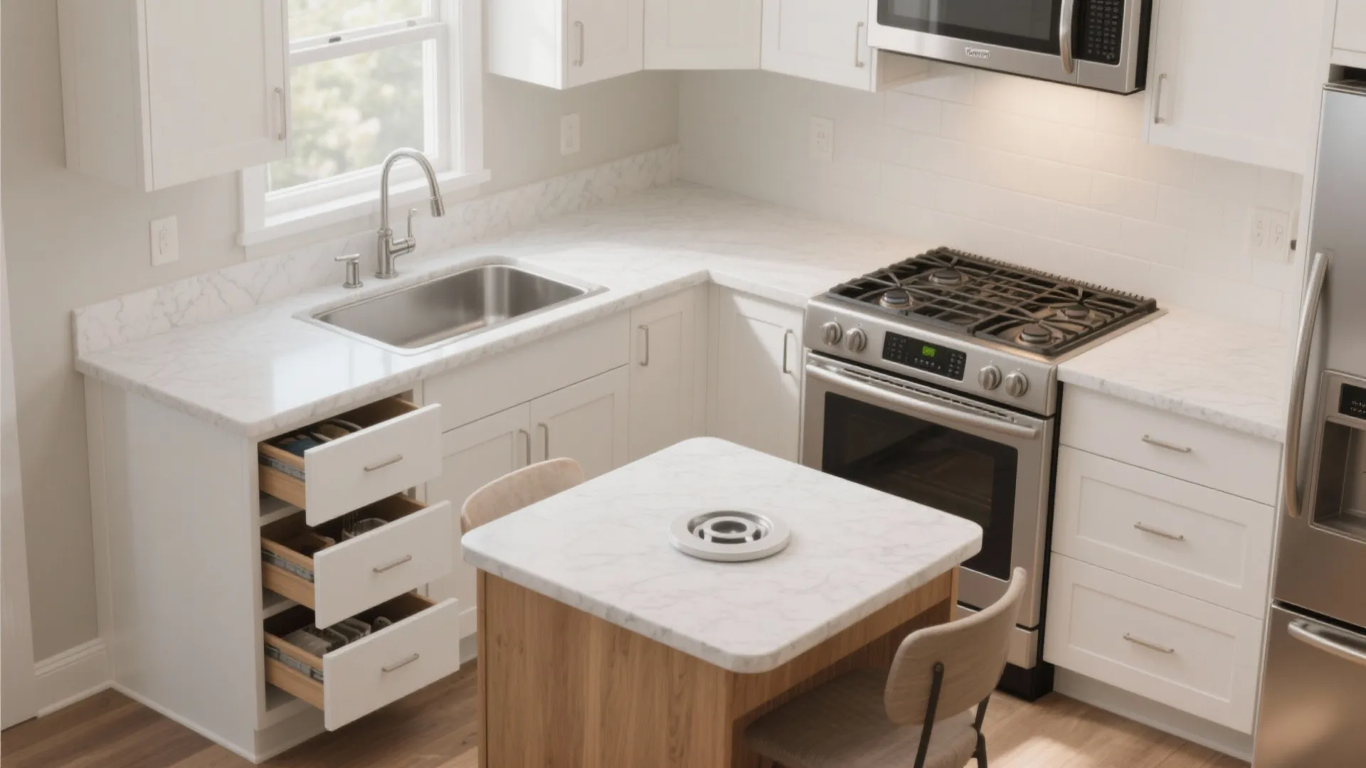 L-Shaped Small Kitchen Layout for Balanced Workflow