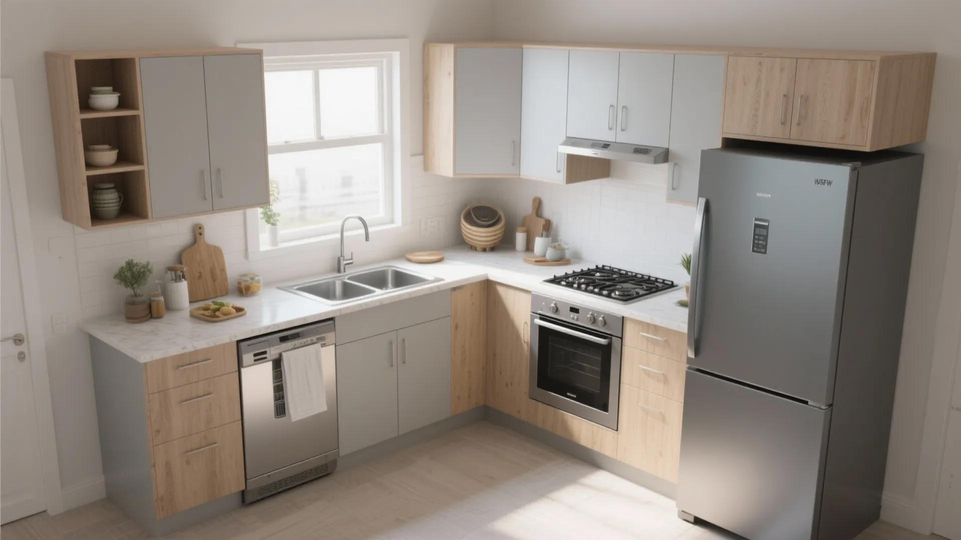 L-Shaped Small Kitchen Layout